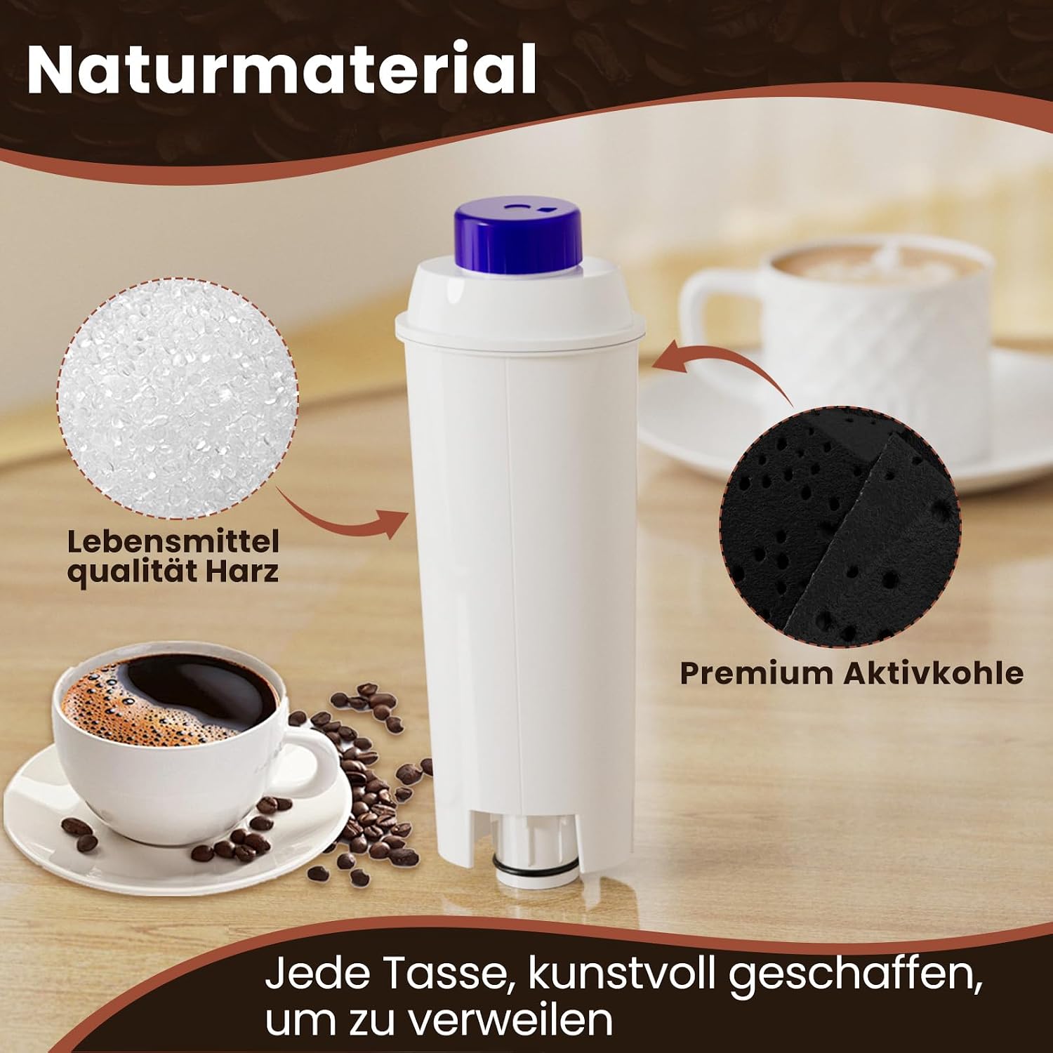 Detalle de Golden IcePure Wasserfilter für Kaffeevollautomaten – Kompatibel mit DeLonghi DLSC002, SER3017 u. a. (8 Stück)