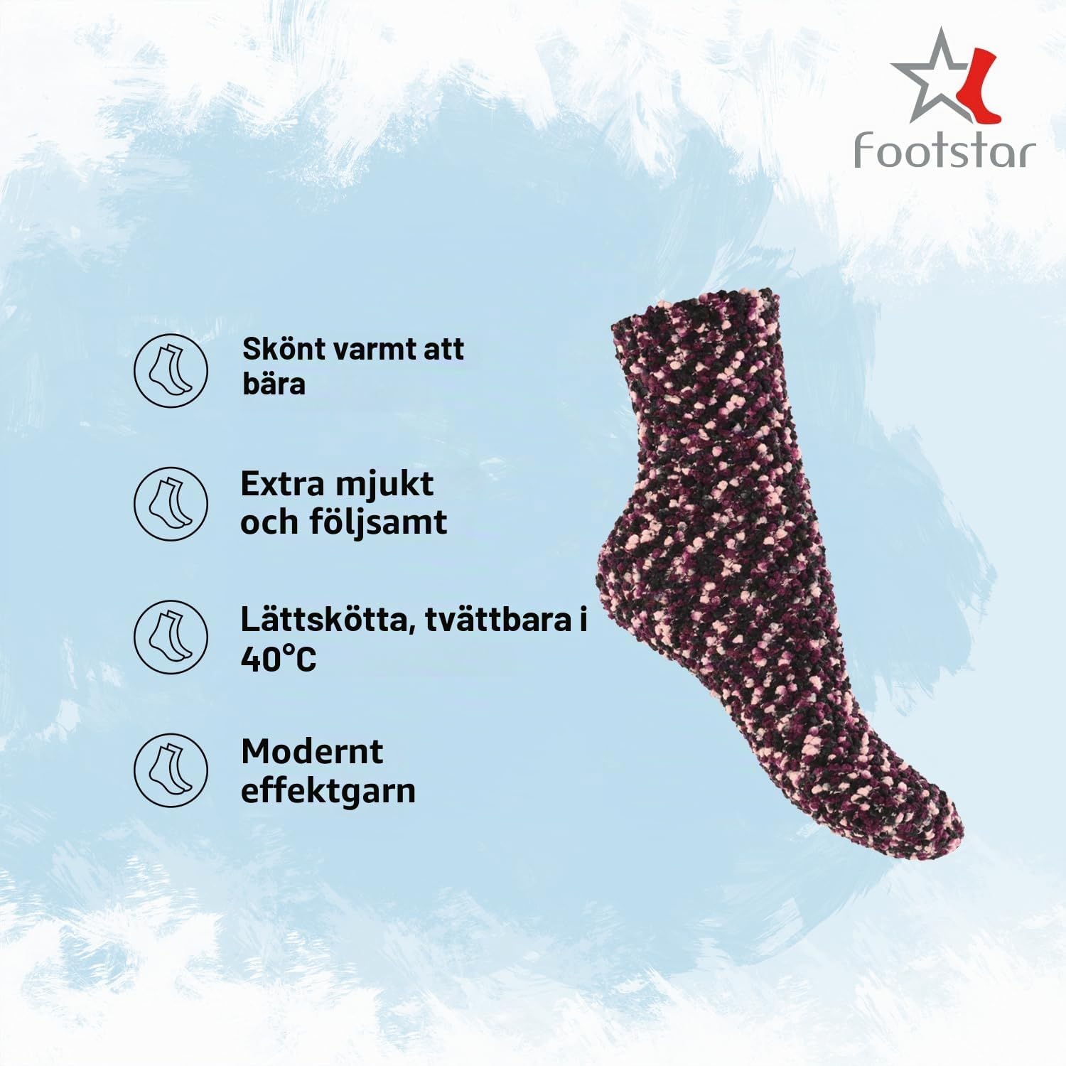 Detalle de Footstar Everyday! dam- och herrstrumpor, 6 par i mjuk plysch med ABS-grepp
