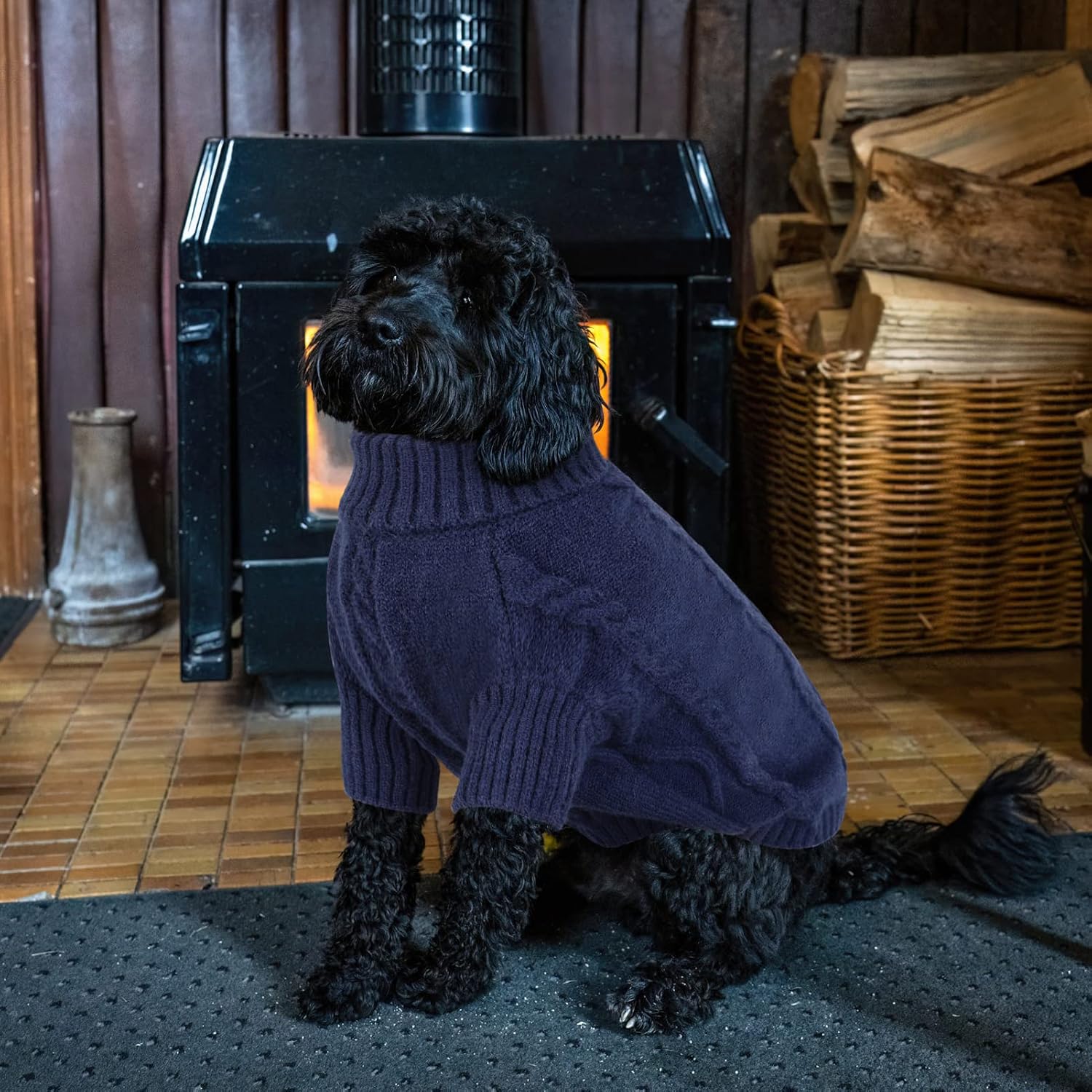 Thumbnail 6 de Queenmore XS Dog Jumper Knitted Pet Sweater (Turtleneck) – Navy, XS