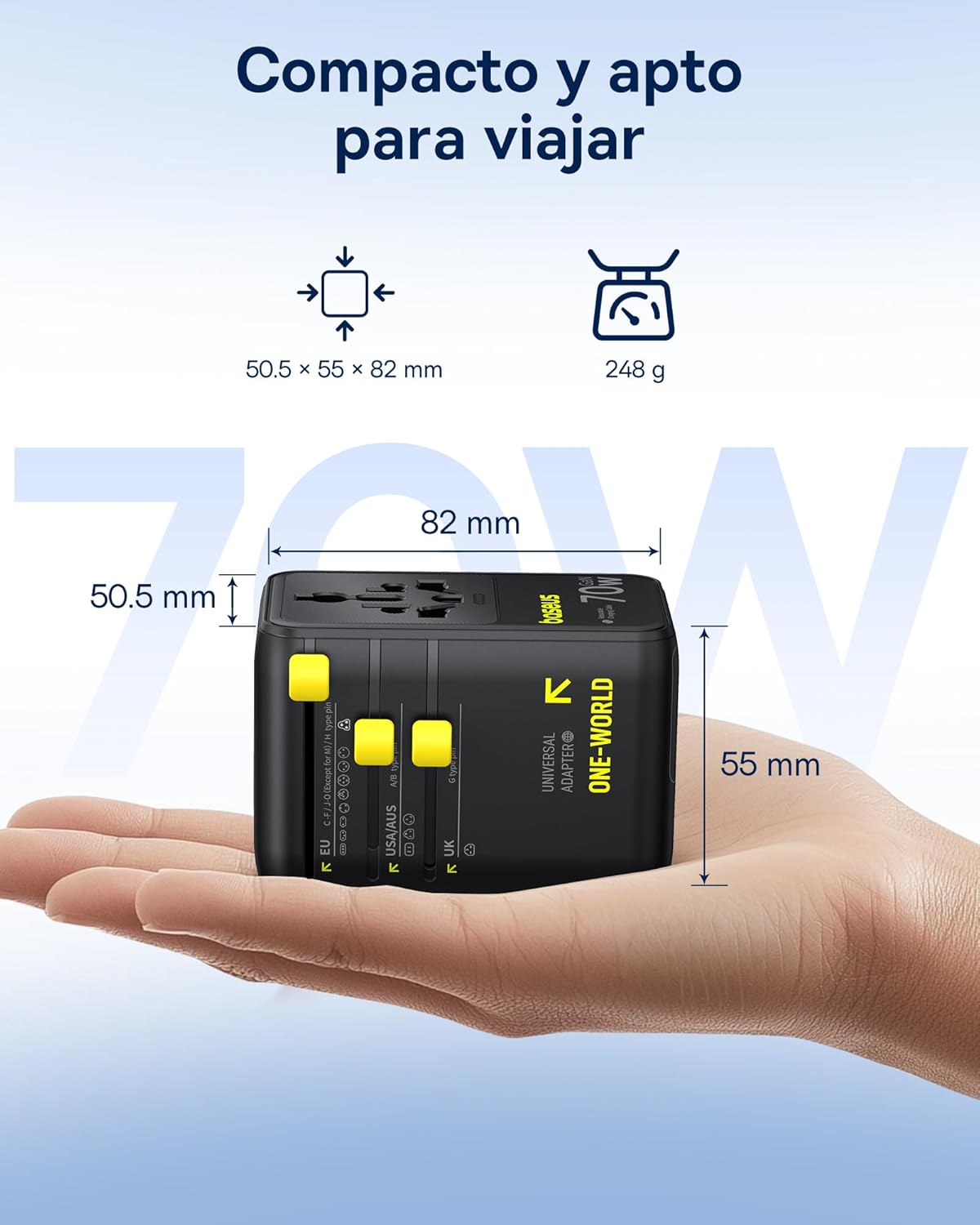 Thumbnail 5 de Baseus Enercore 70W Adaptador Universal de Corriente 🌍