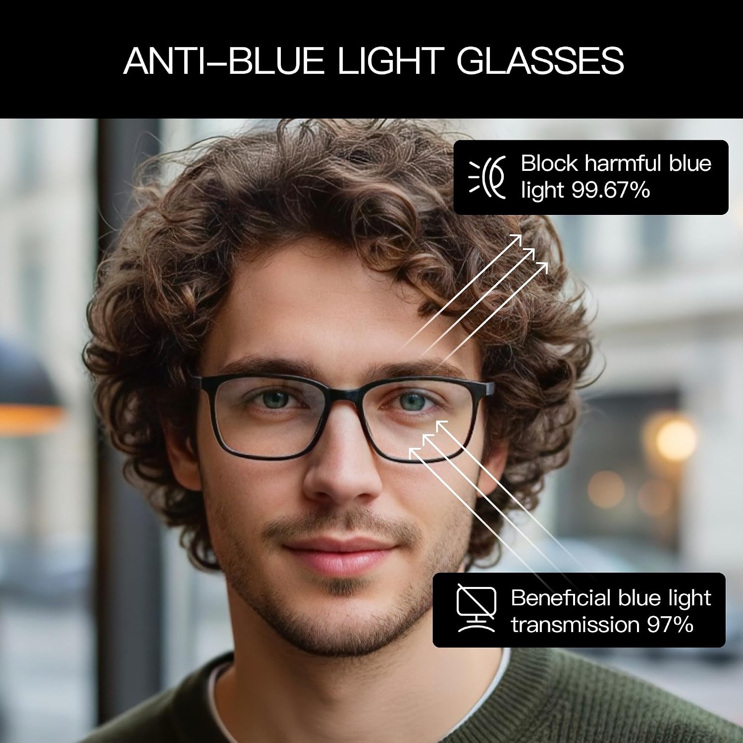 Detalle 1 de ZENOTTIC Blaulichtfilter-Lesebrille mit +3,5