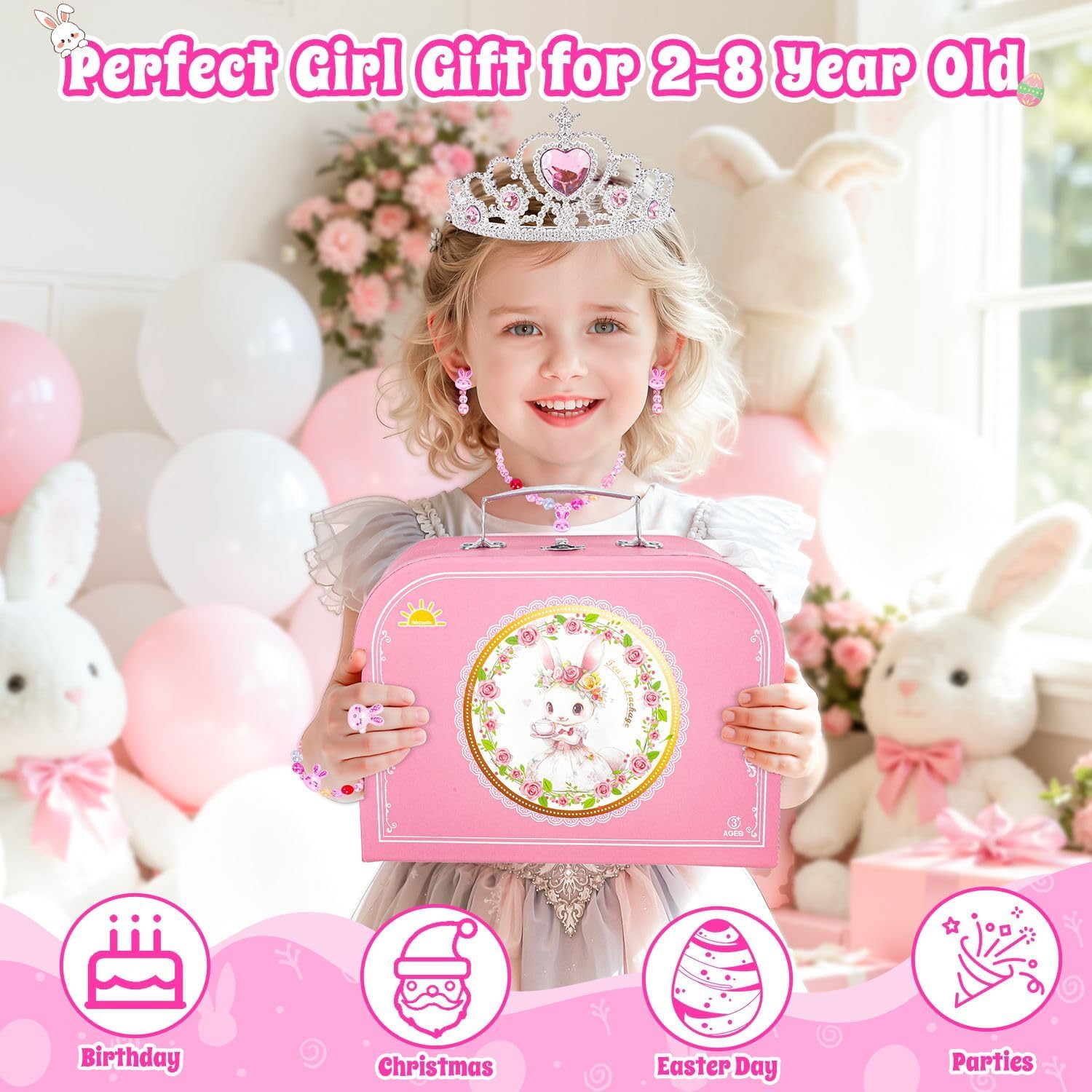 Detalle de Hohosunlar Kids Tea Set for Toddlers – Princess Tea Party Toy with Carrying Case