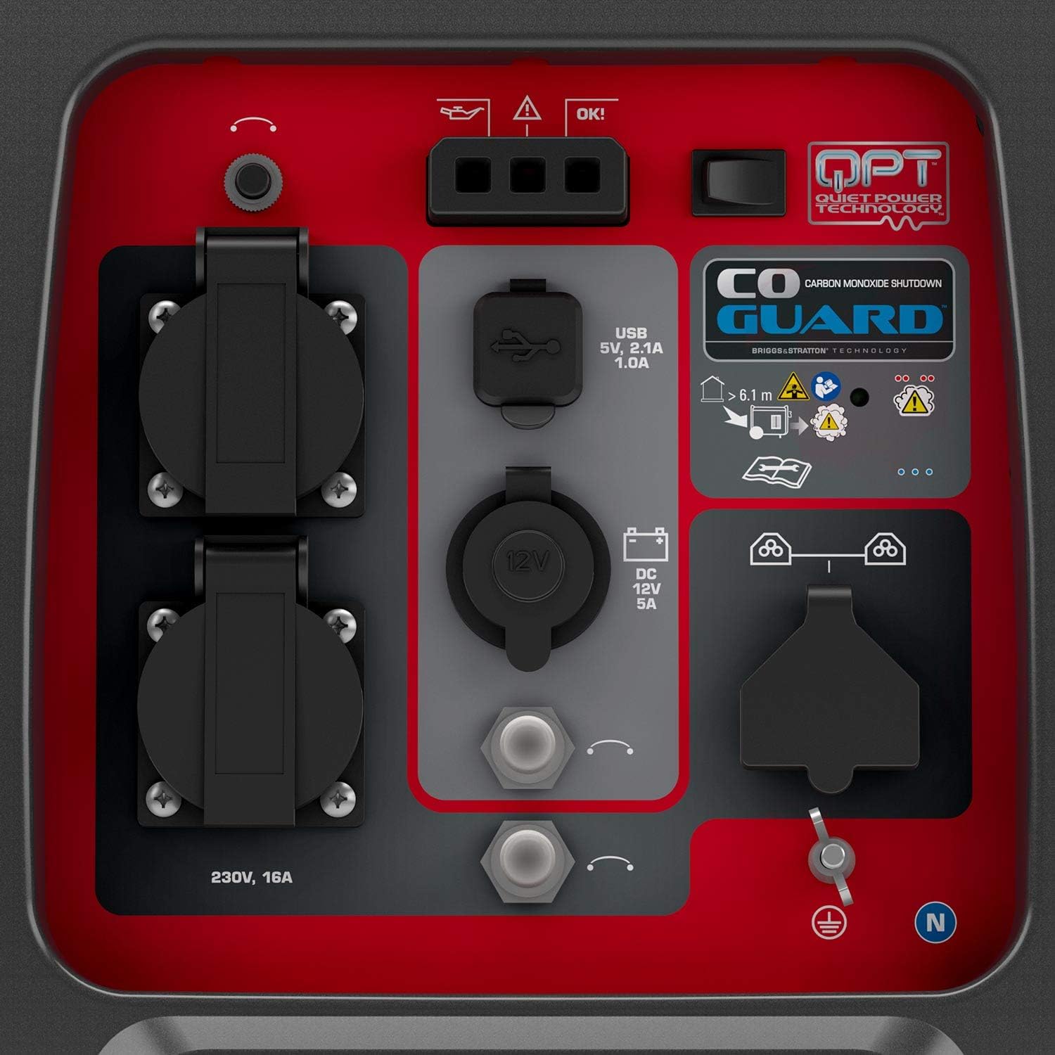 Detalle de Briggs & Stratton Groupe Électrogène à Onduleur PowerSmart Series P2400 – 2400 W/1800 W, silencieux et léger