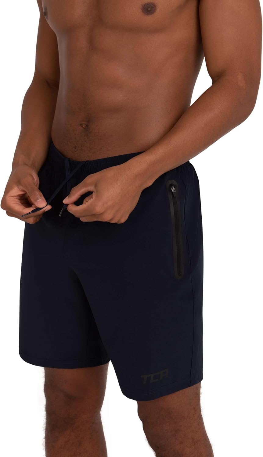 Detalle de TCA Laufhose für Herren Kurz – kurze Sporthose mit Reißverschlusstaschen