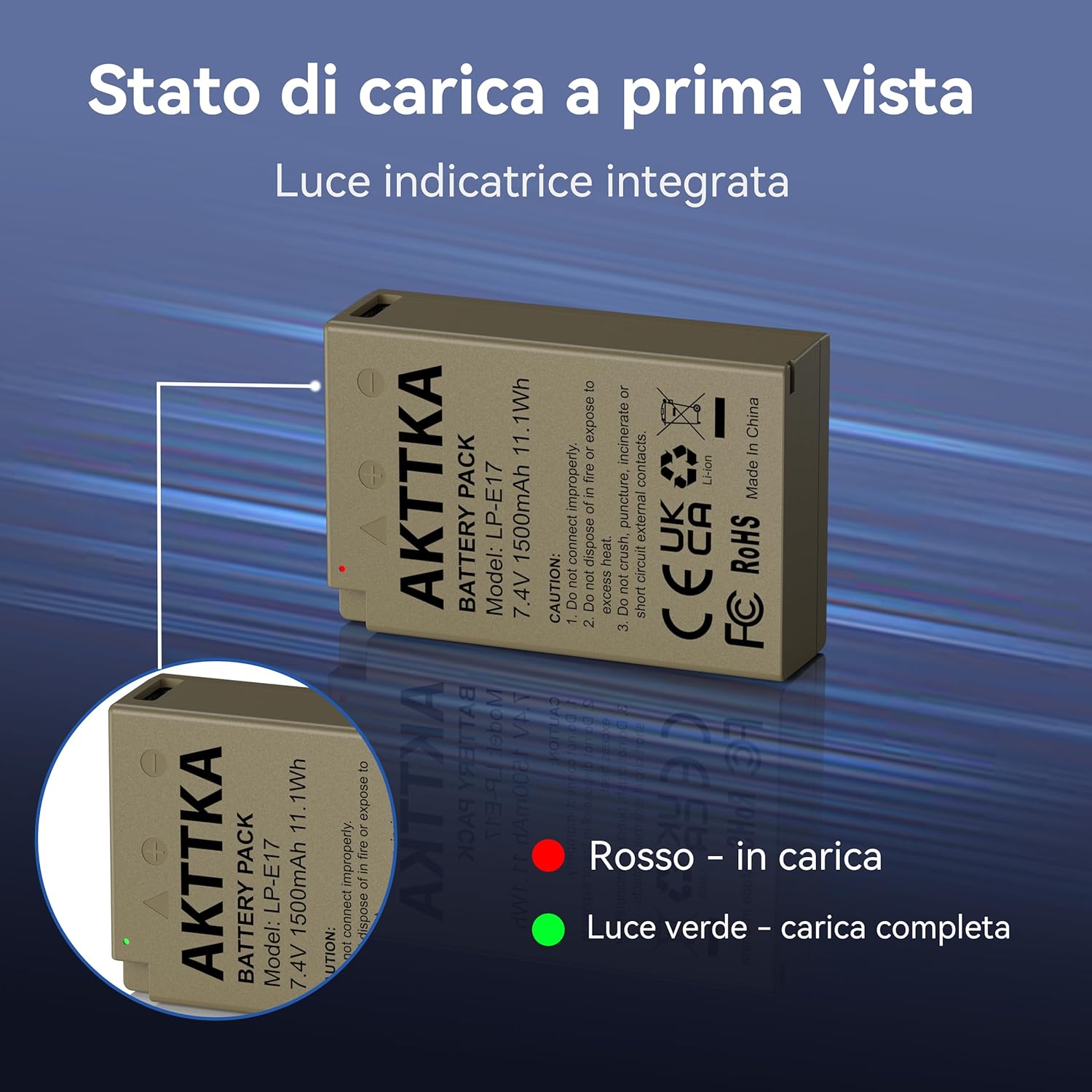 Thumbnail 6 de AKTTKA LP-E17 1500mAh batteria ricaricabile con Type‑C per Canon