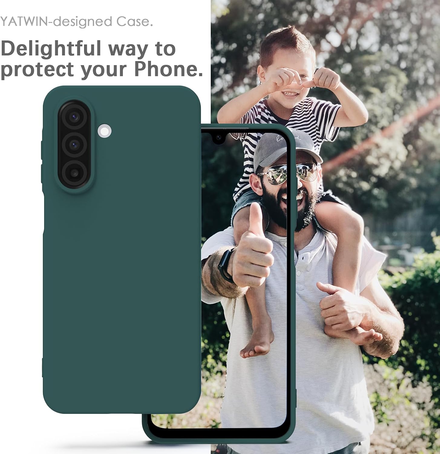 Detalle 2 de YATWIN Silicone Case for Samsung Galaxy A17 – Soft-Touch, Slim, Shockproof, Dark Green