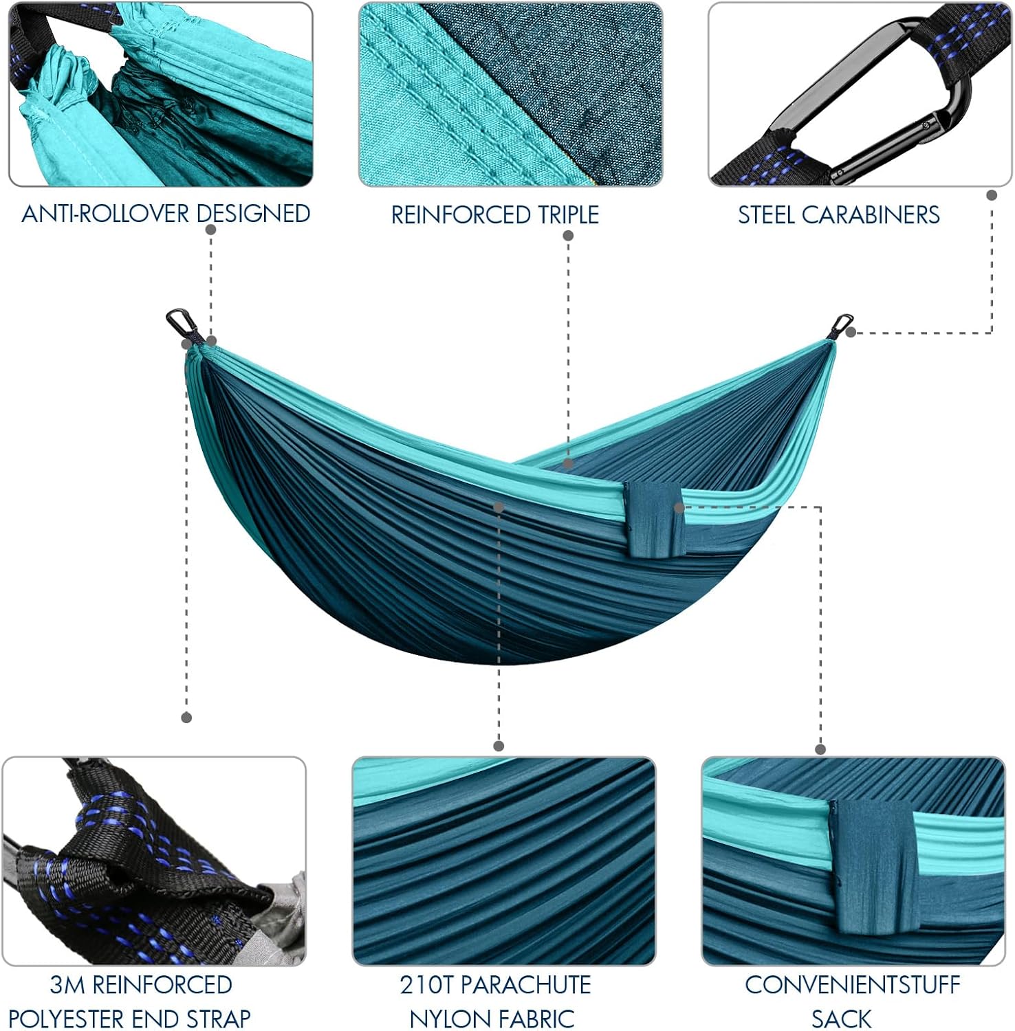 Thumbnail 1 de FORRINX Hängematte Outdoor für 2 Personen, 300×200 cm – ultraleichtes Camping-Reise-Modell bis 300 kg