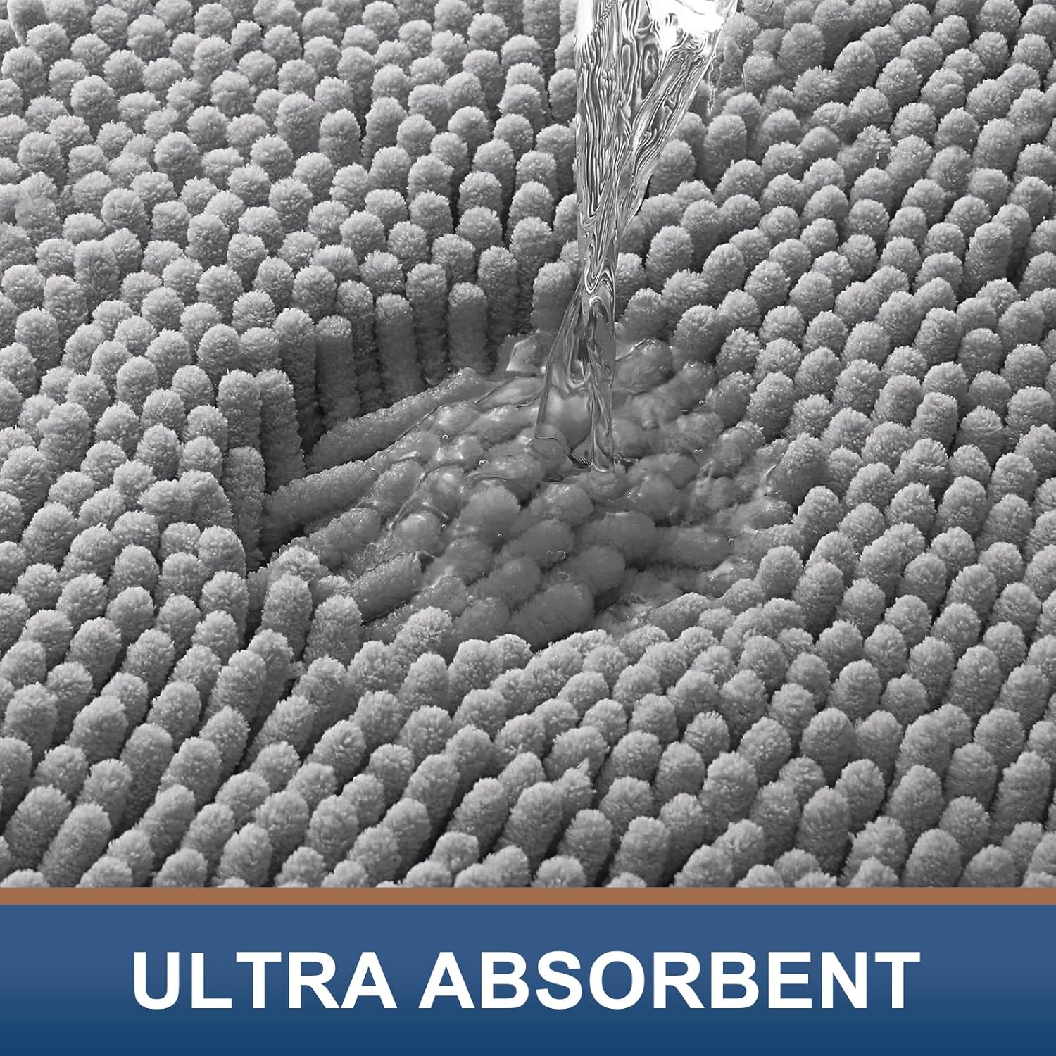 Thumbnail 3 de smiry Luxury Chenille Bathroom Rug 24x16 in Grey — extra soft, absorbent, machine washable bath mat