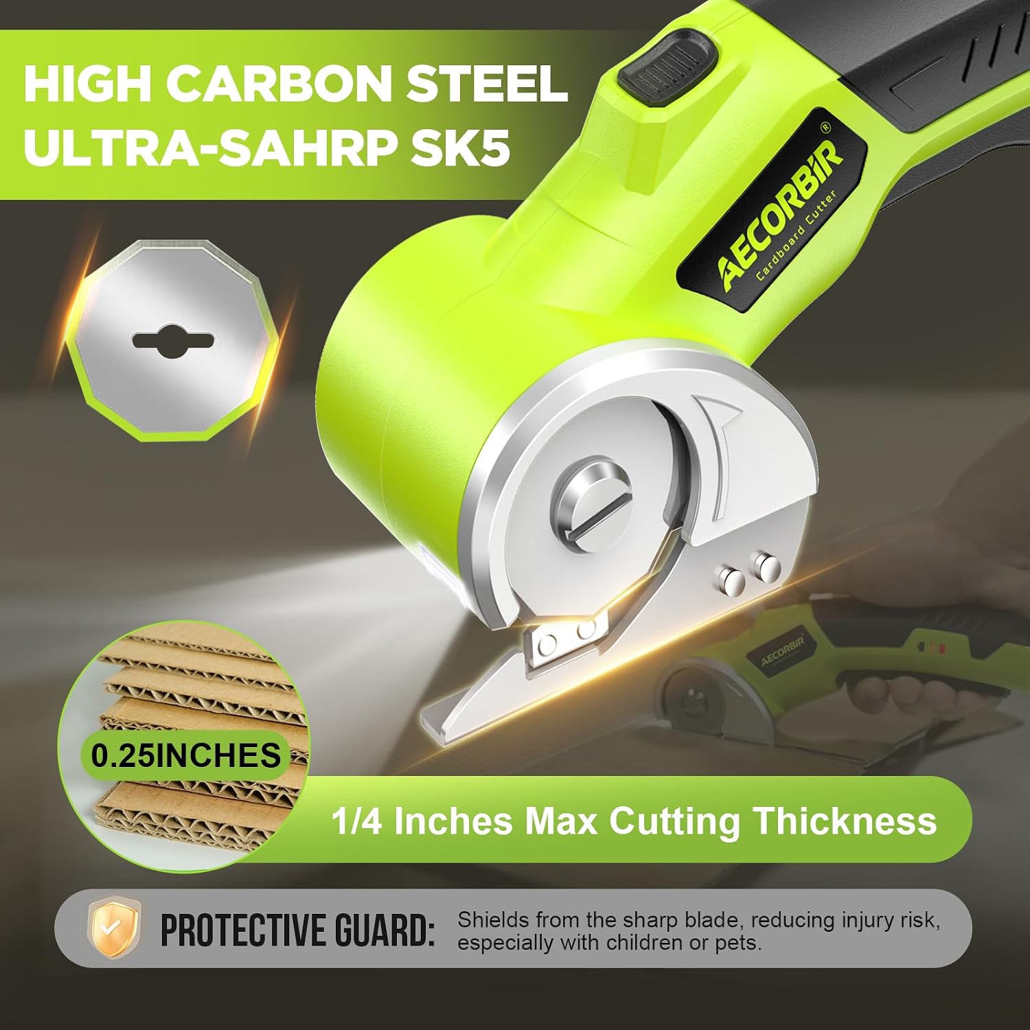 Detalle de Aecorbir SM-5001 Cordless Electric Scissors, 4V, LED Light and Safety Lock