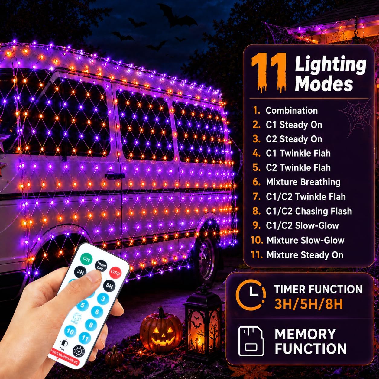 Detalle de Halloween Net Lights, 200 LEDs