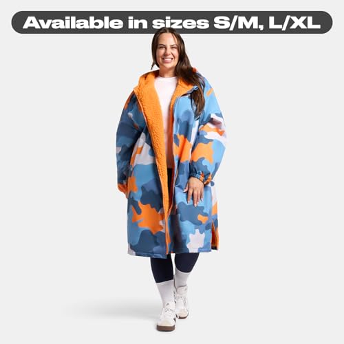 Thumbnail 7 de OHS Rain Coats for Women & Men Camouflage Waterproof Changing Robe with Hood and Pockets (Blue/Orange, L/XL)