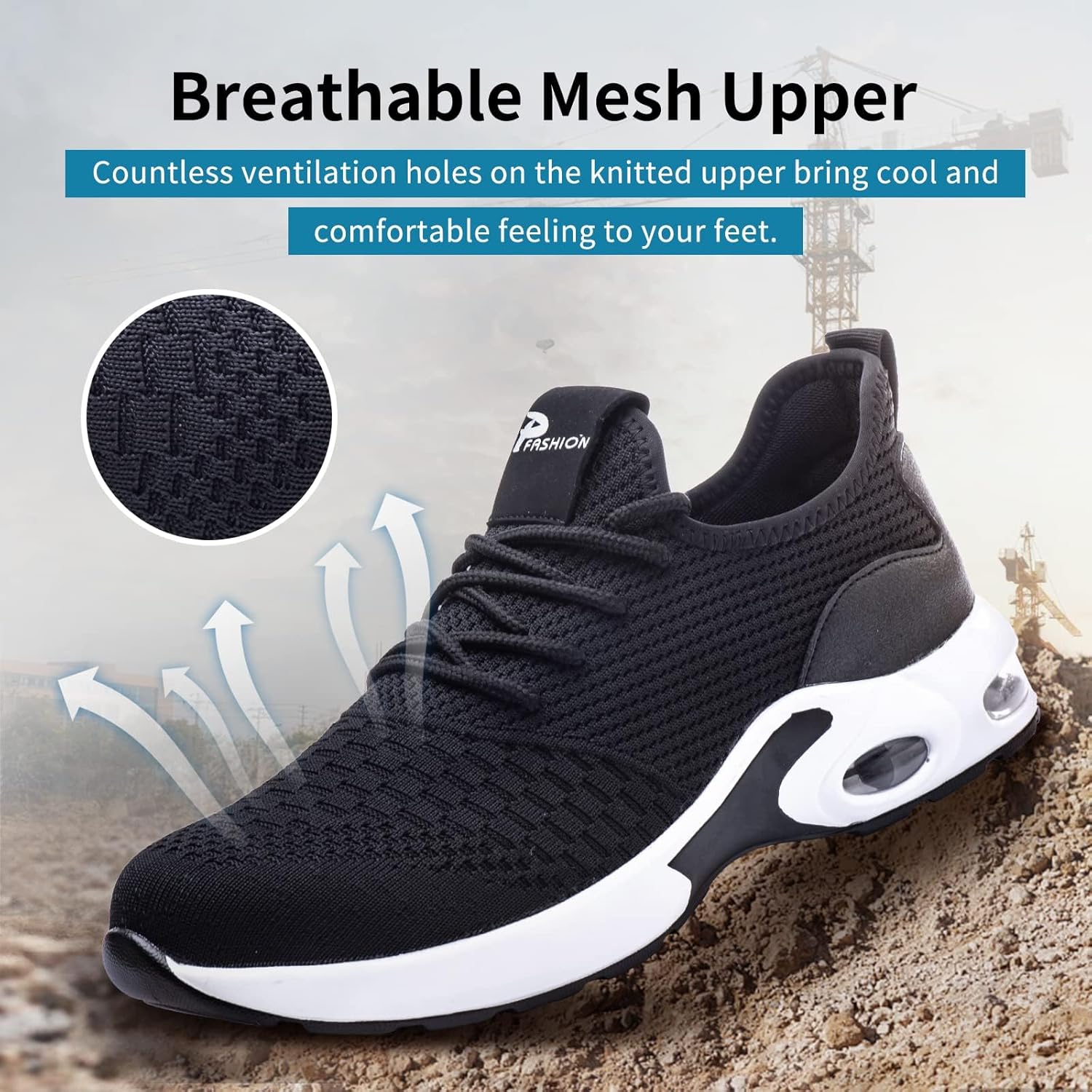 Thumbnail 5 de Steel Toe Caps Trainers: Lightweight Unisex Work Boots in Black (EU36–EU46)