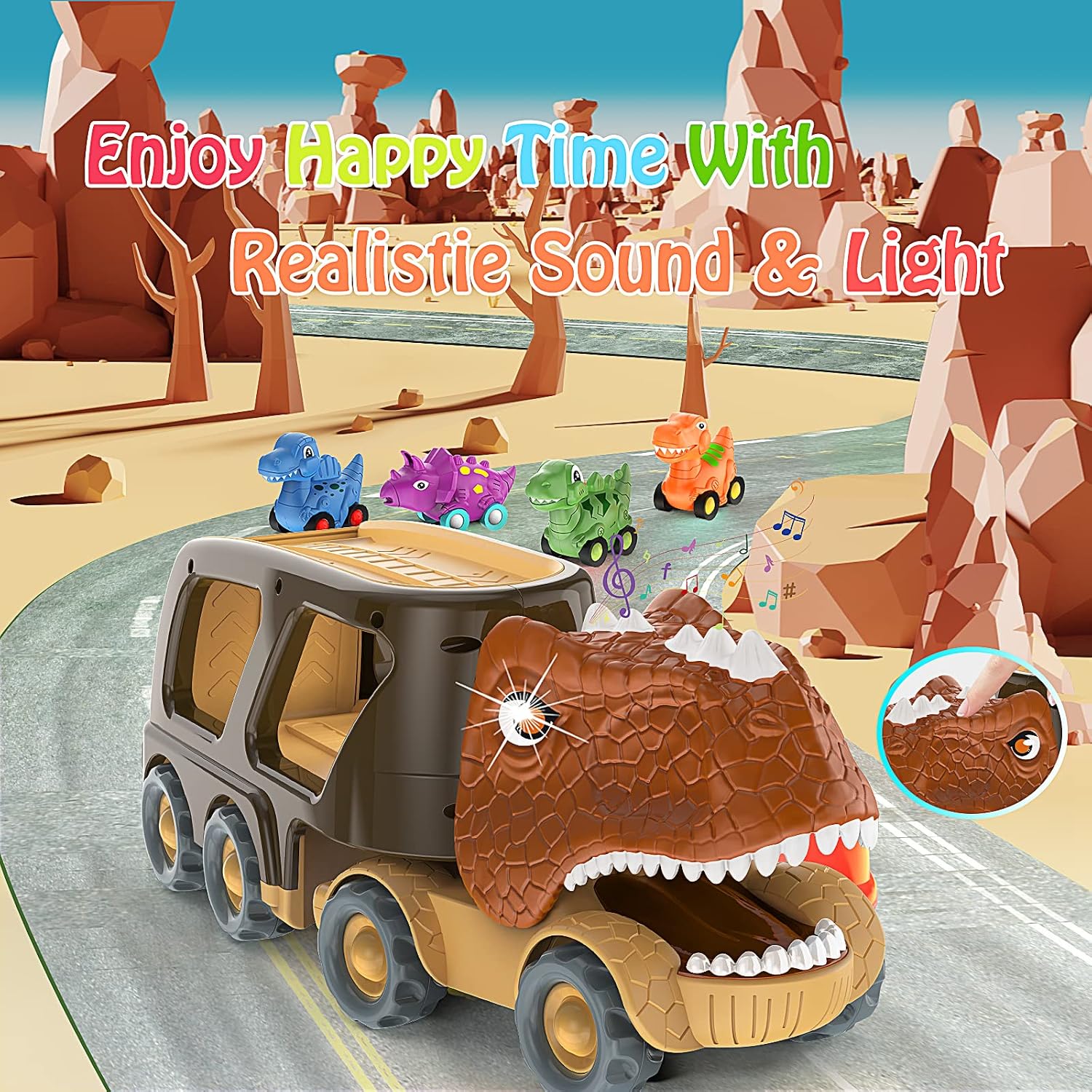 Detalle de Veslier Dinosaur Car Toy 4-Pack for Toddlers