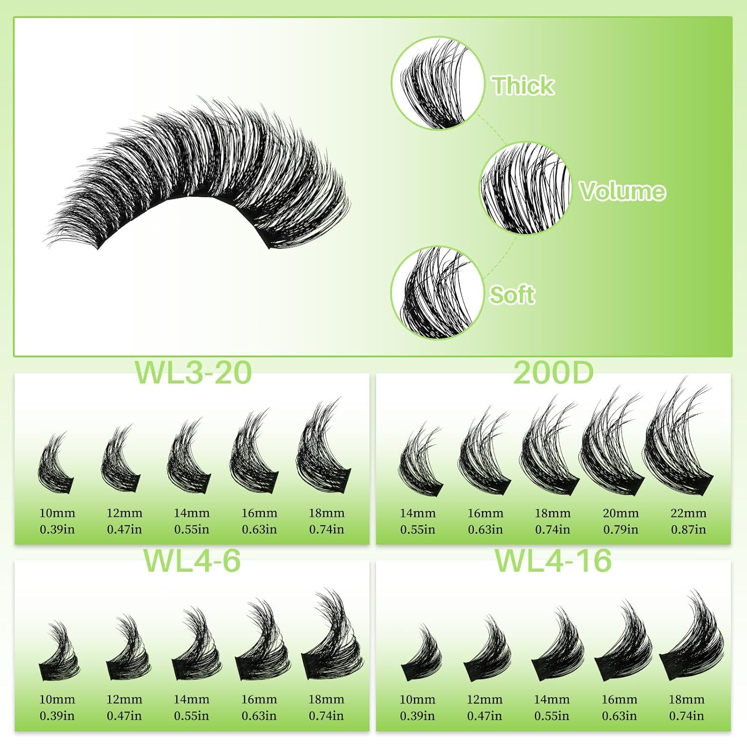 Detalle 2 de LASHSUN Lash Clusters Kit 540pcs D Curl 10-22mm Wispy Cluster Lashes Kit