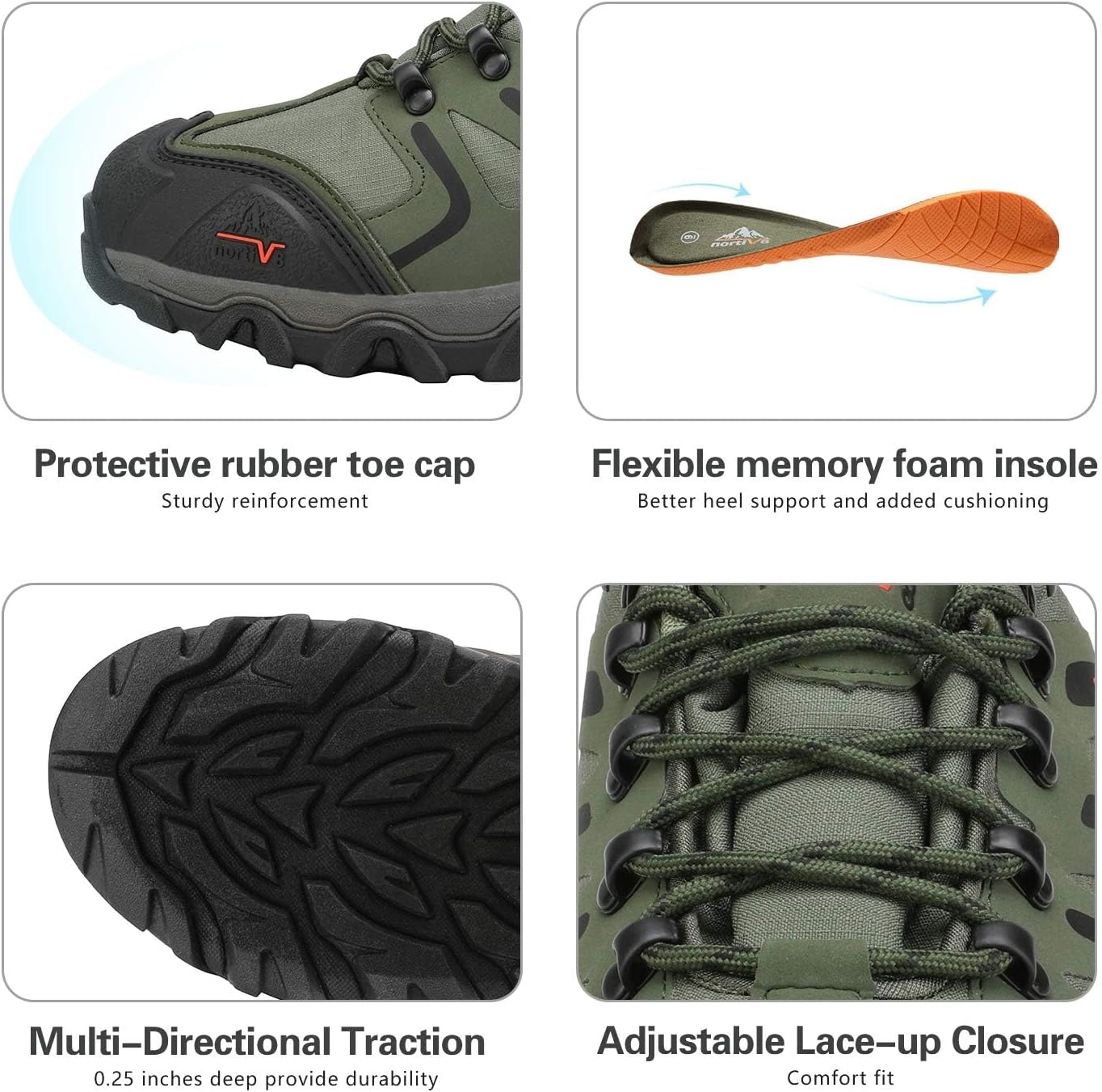 Detalle 2 de NORTIV 8 Herren wasserdichte Wanderschuhe – Leicht, robust und komfortabel für Outdoor-Touren