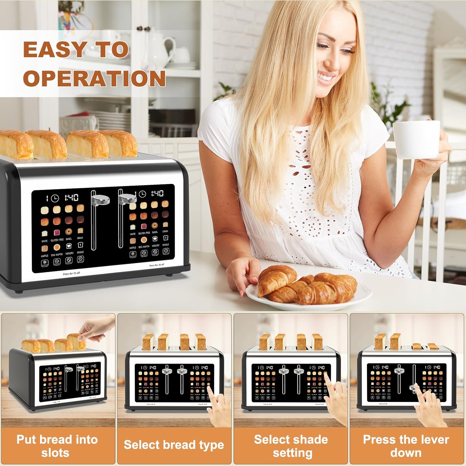 Thumbnail 5 de 4 Slice Touch Screen Toaster 1650W