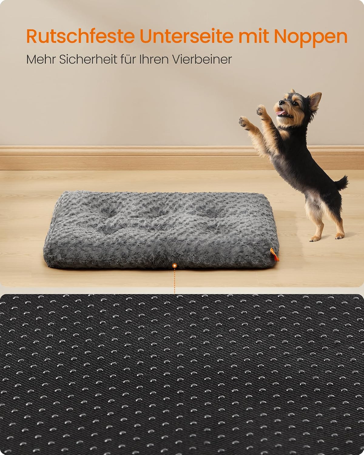 Detalle de Feandrea Hundebett / Hundekissen M (80 x 50 cm) für kleine Hunde – rutschfest, waschbar, schiefergrau PGW291GN01