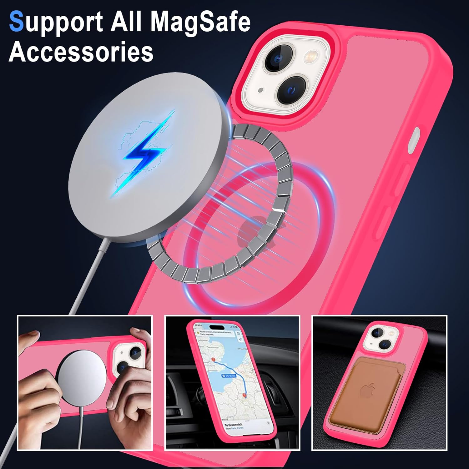 Thumbnail 1 de XTCASE Coque iPhone 13 Magnétique – Rose Rouge, dos translucide mat