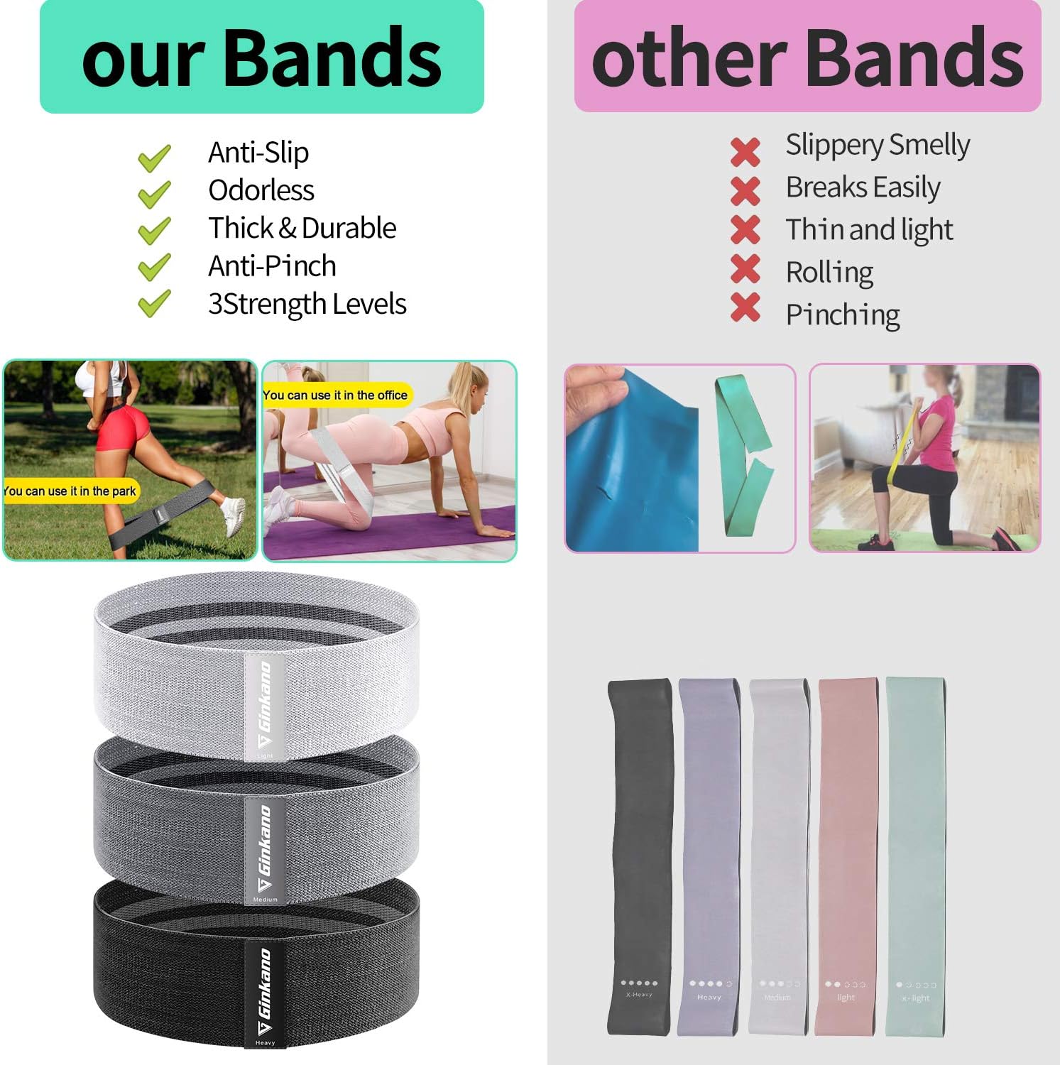 Detalle 2 de Resistance Bands Fitness Set Hüftbänder