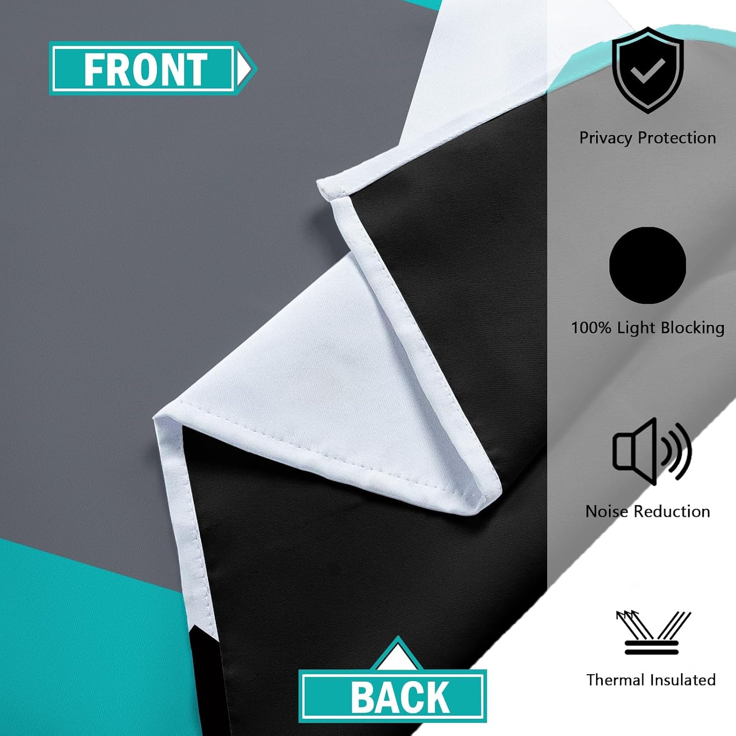 Detalle 1 de Tyrot Teal/Turquoise 100% Blackout Curtains, 52Wx84L (2-Panel Set)