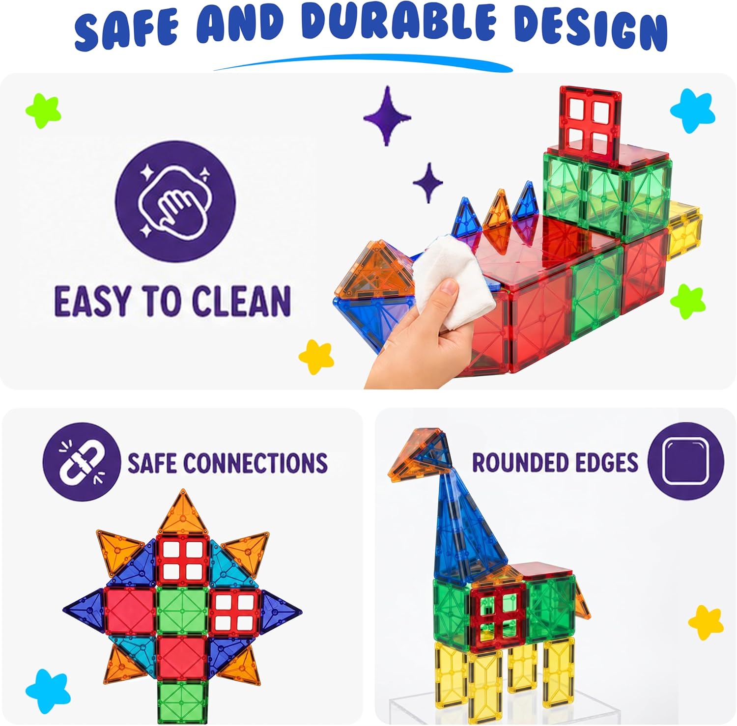 Detalle 2 de Desire Deluxe Magnetic Tiles 47pc building set 🧩