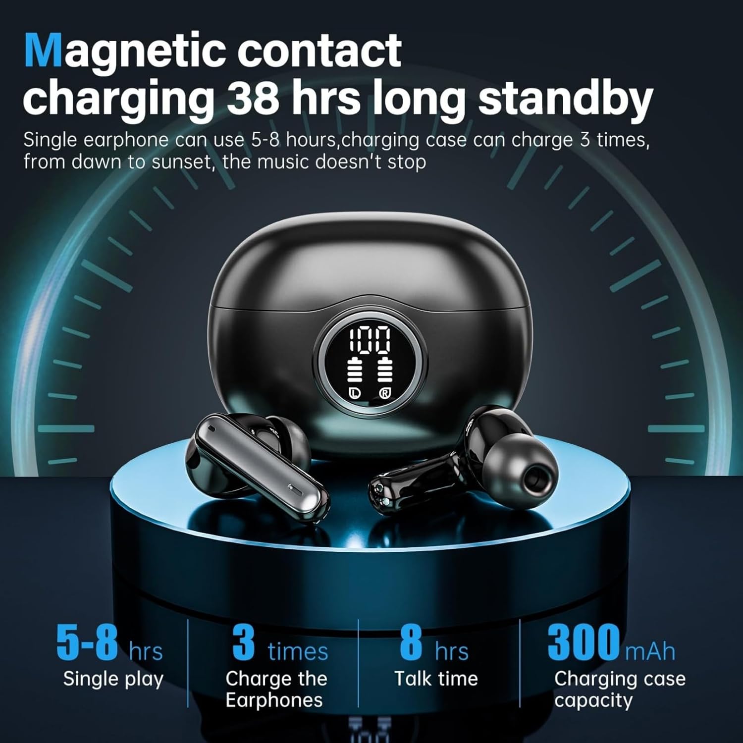 Detalle de Fhumsh Wireless Earbuds with LED Display and Bluetooth 5.3