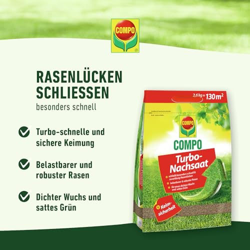 Thumbnail 7 de COMPO Turbo-Nachsaat Premium Rasensamen schnellkeimend – 2,6 kg für 130 m²