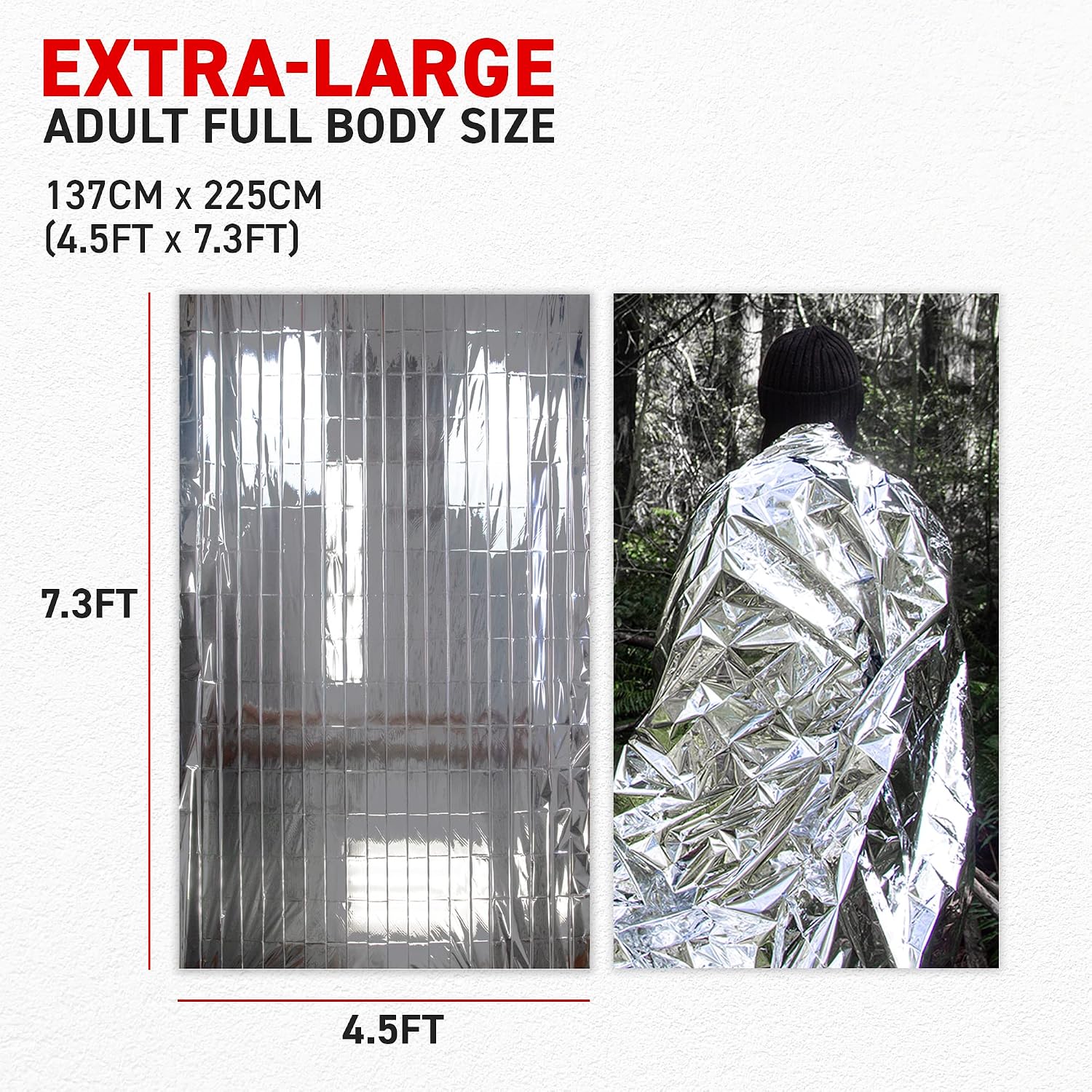 Detalle 2 de 72 HRS 72HA-013 MIL-SPEC Emergency Mylar Blanket, Waterproof, 137 × 224 cm, 12-Pack