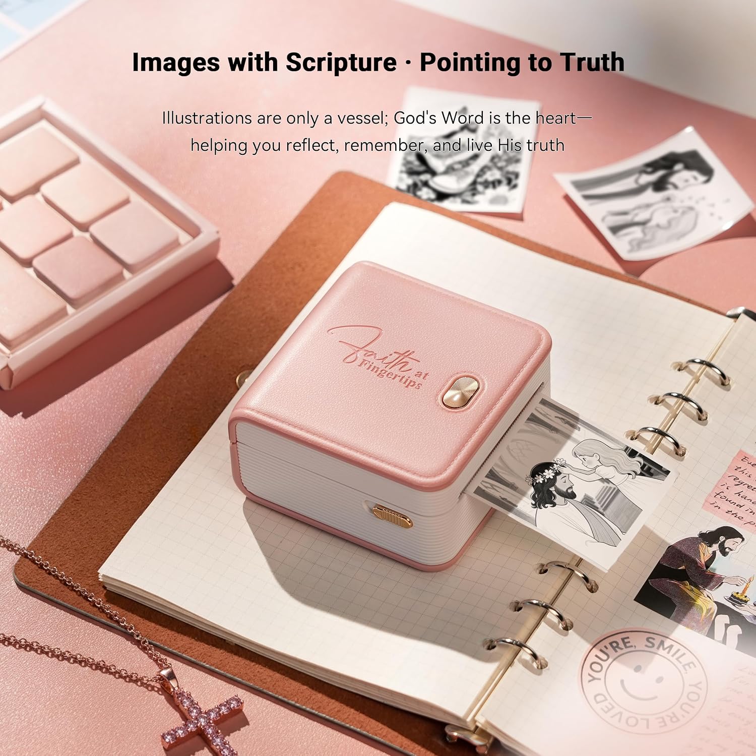 Detalle 2 de FaithTag Pink Bible Study Supplies F21 Kit for Bible journaling stickers and verse printing