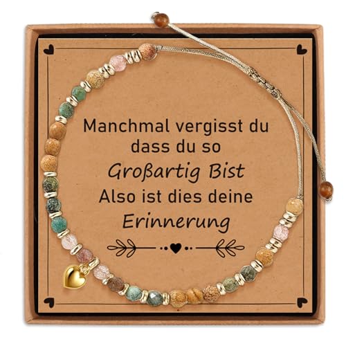 TUZELIYA Inspirierendes Natursteinarmband – Mutmacher Geschenk für Frauen