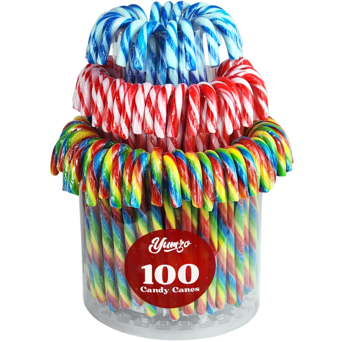 Detalle de Yumzo Christmas Candy Canes, 100 Count, Individually Wrapped Assorted Flavors
