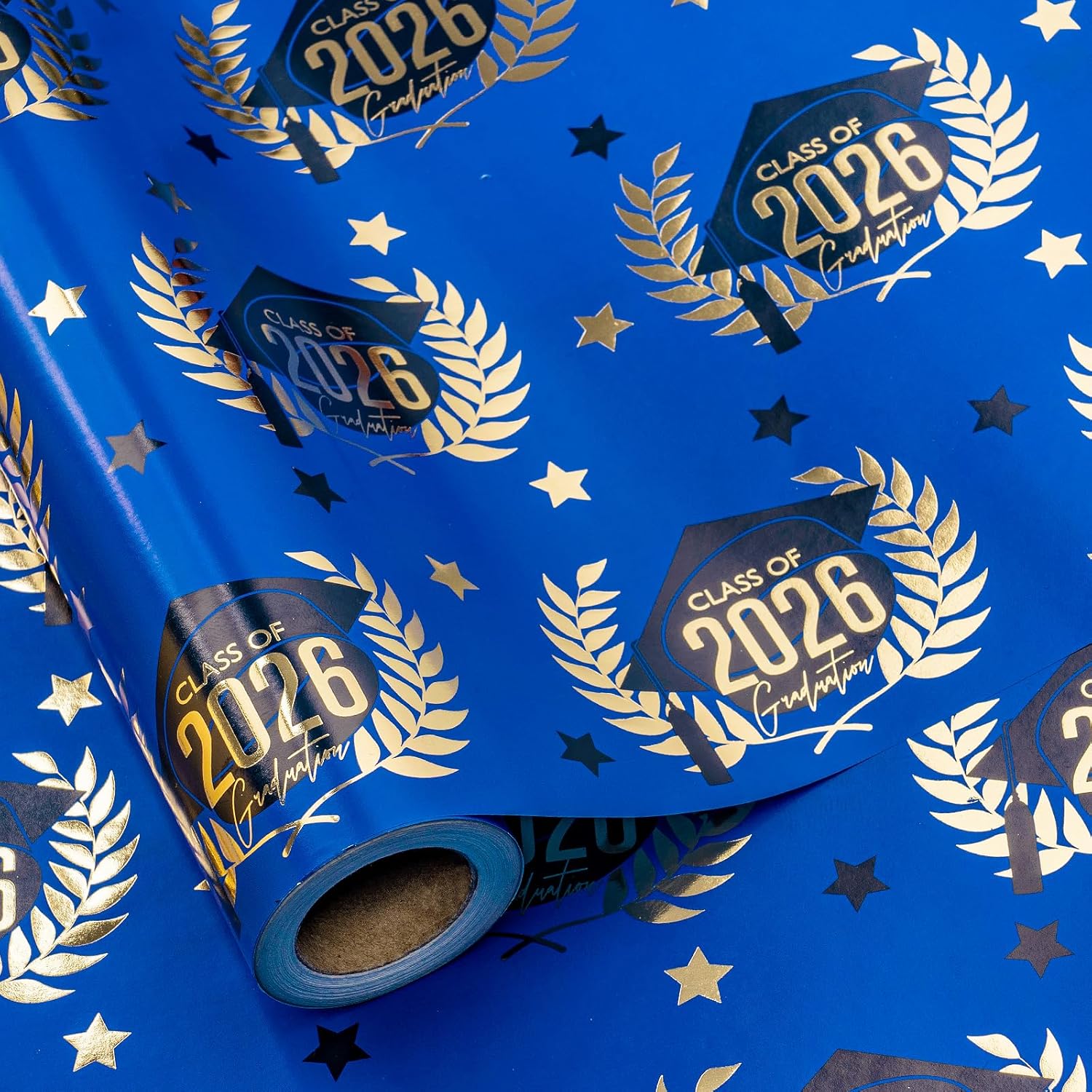 Detalle de RUSPEPA Graduation Wrapping Paper Roll, Mini Roll – Class of 2026 in Black & Gold