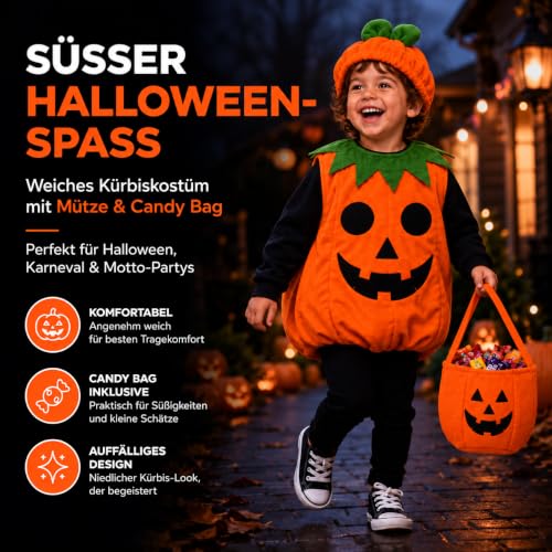 Thumbnail 6 de TK Gruppe Timo Klingler Kürbiskostüm für Kinder, orange, mit Tasche