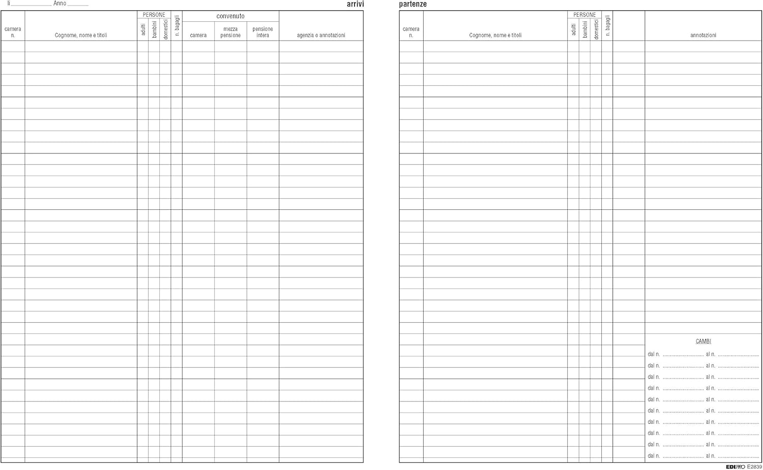 Detalle 2 de EDIPRO E2839 Registro arrivi partenze 47 pagine