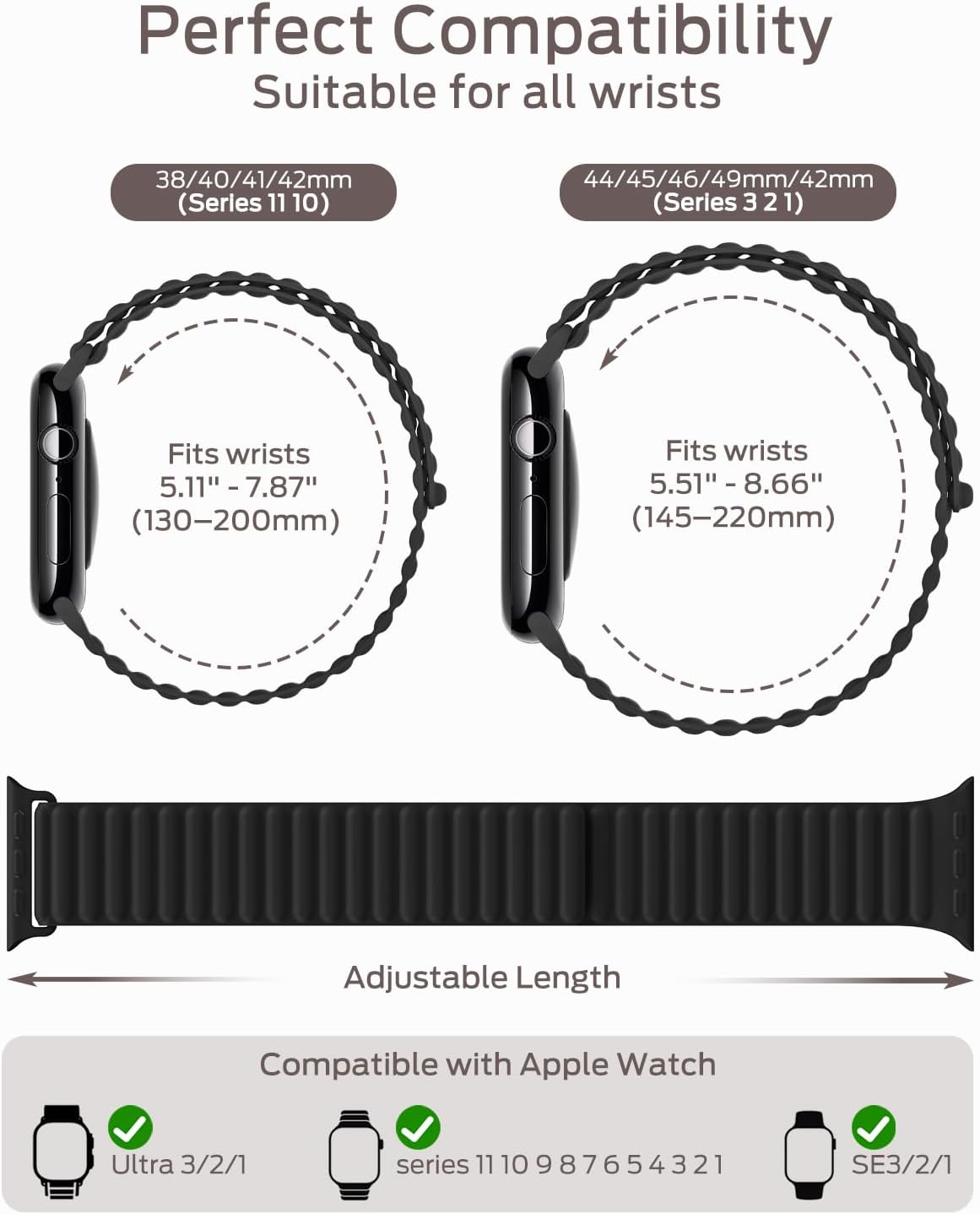 Thumbnail 3 de Higgs Magnetic Silicone Sport Strap for Apple Watch (38–49mm) – Adjustable, Skin-Friendly & Magnetically Secured