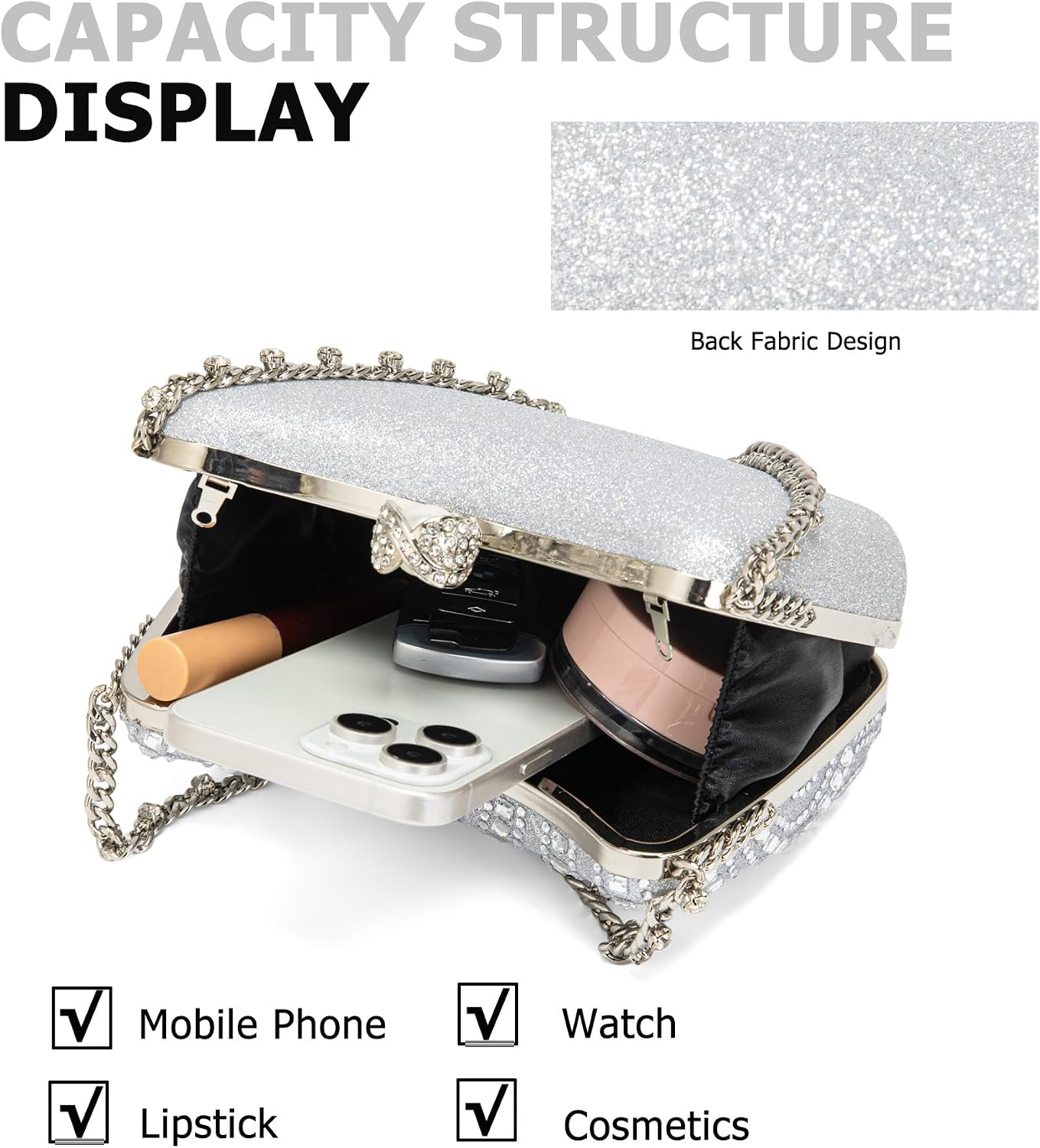 Thumbnail 5 de Sweetovo Rhinestone Evening Clutch in PU Fabric