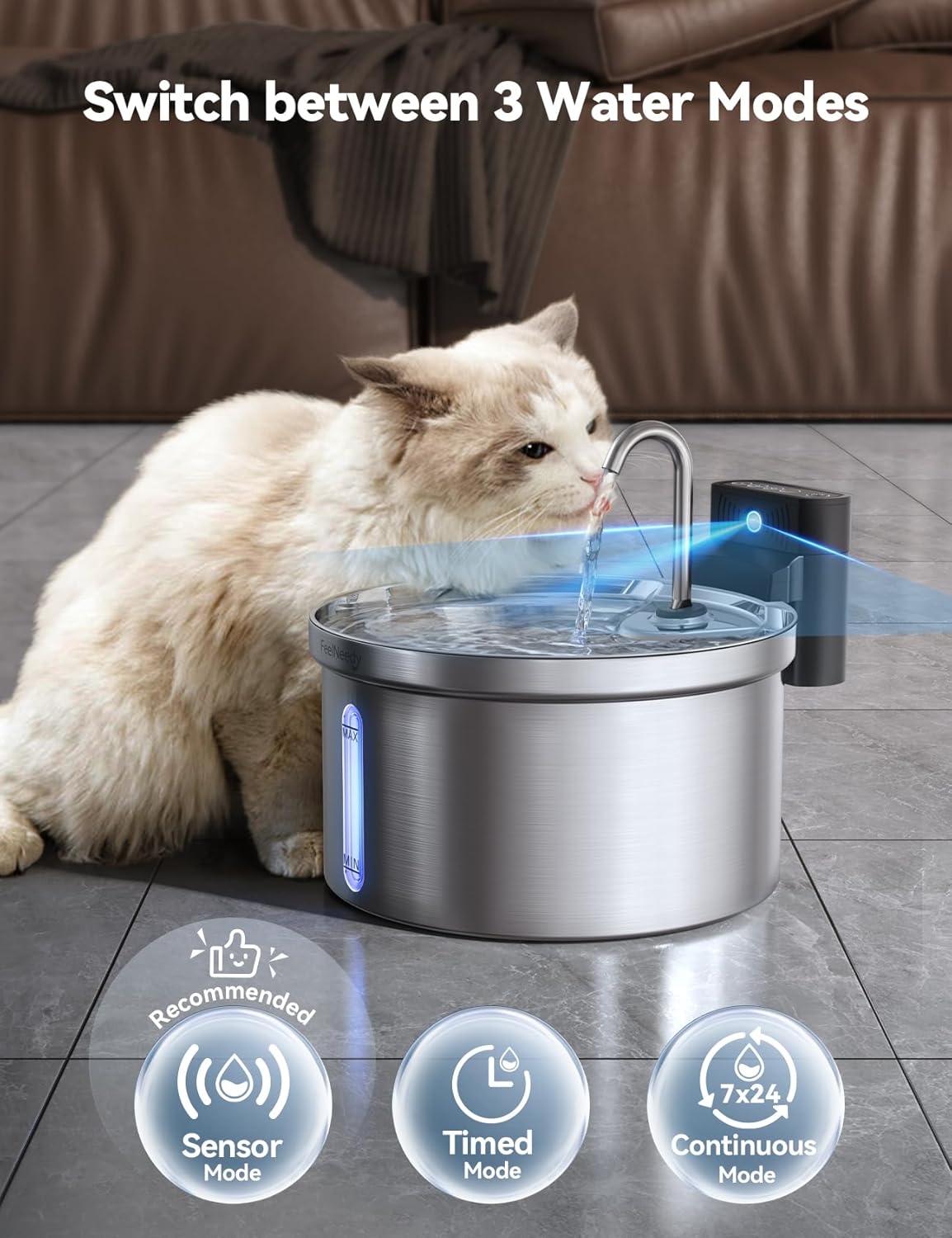Detalle 2 de FEELNEEDY Fuente de Agua 4,000mAh para gatos