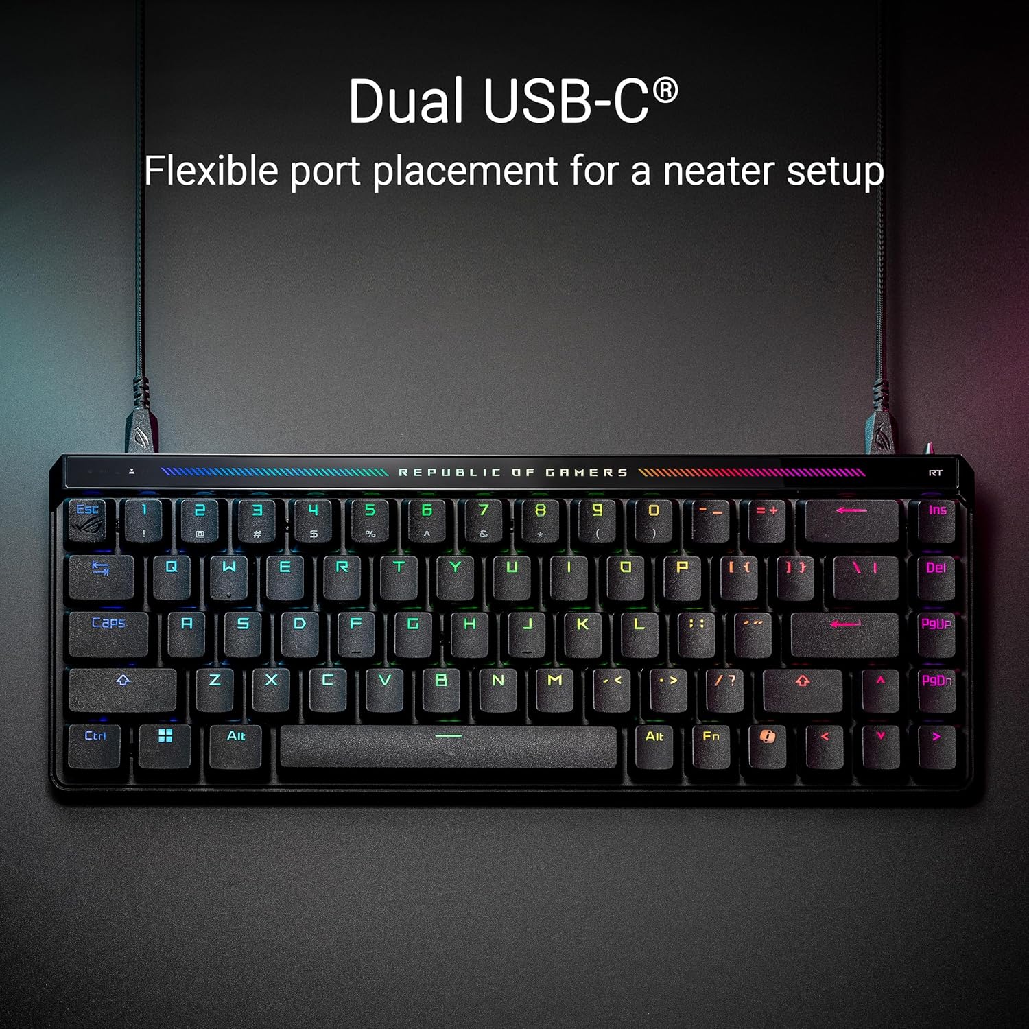 Thumbnail 5 de ASUS ROG Falchion Ace HFX analoge Gaming-Tastatur (DE QWERTZ, 65%, ROG HFX Magnetic, Touch-Panel, 2× USB‑C)