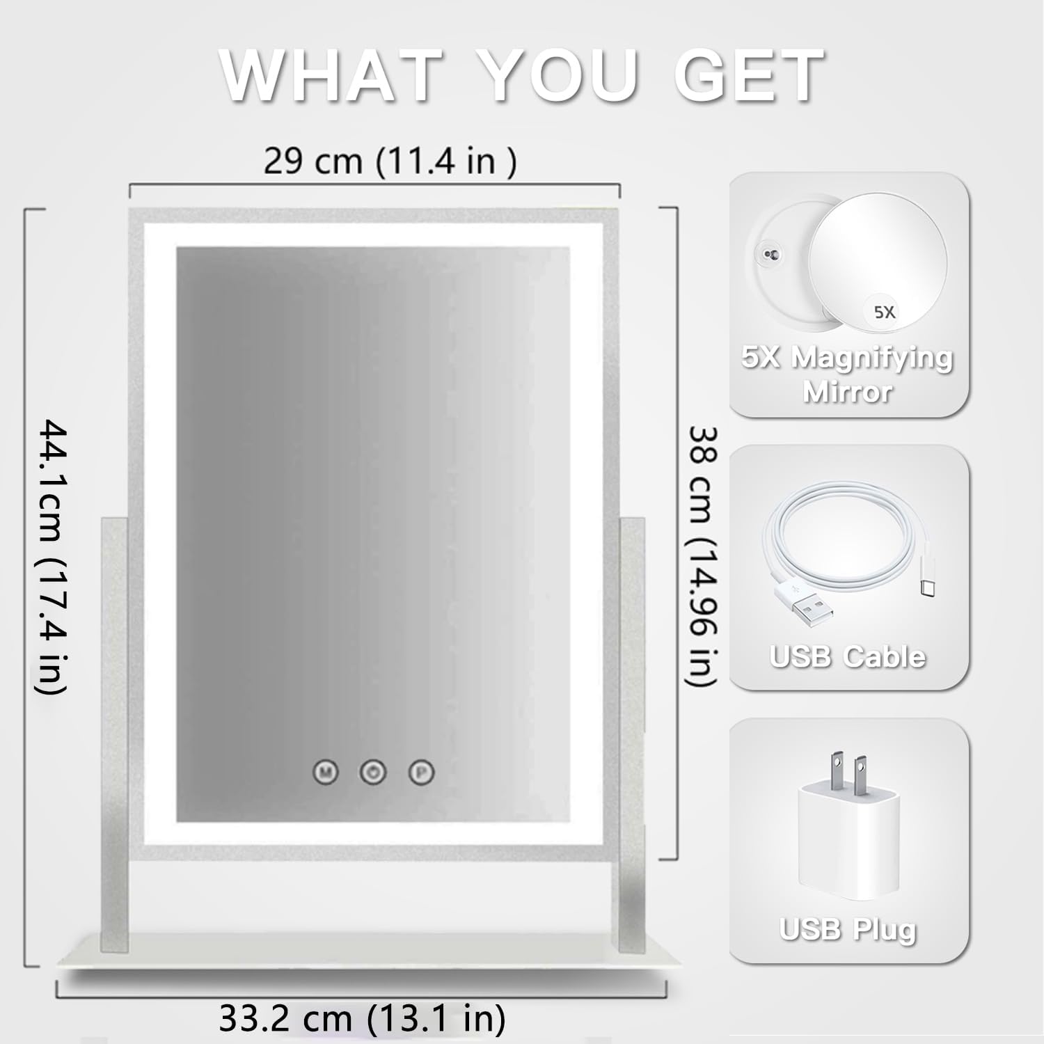 Detalle 2 de HIEEY Lighted Makeup Mirror 17.3in ๐