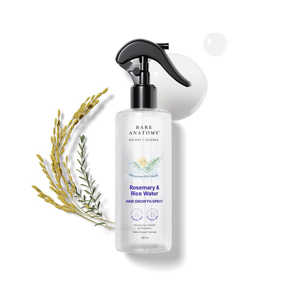 Detalle de Bare Anatomy Rosemary Water Spray for Hair Growth & Thickness | Rice Water 200ml