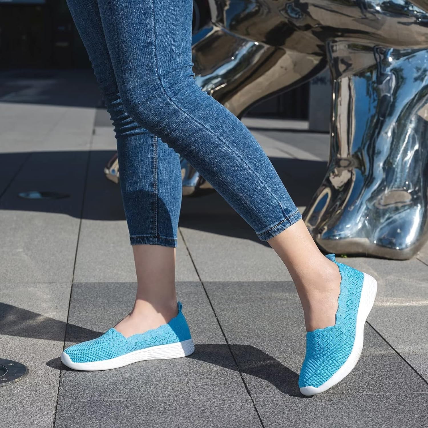 Thumbnail 1 de Puxowe Women's Loafers Slip On Lightweight Knit Shoes – Light Blue (UK 5.5)