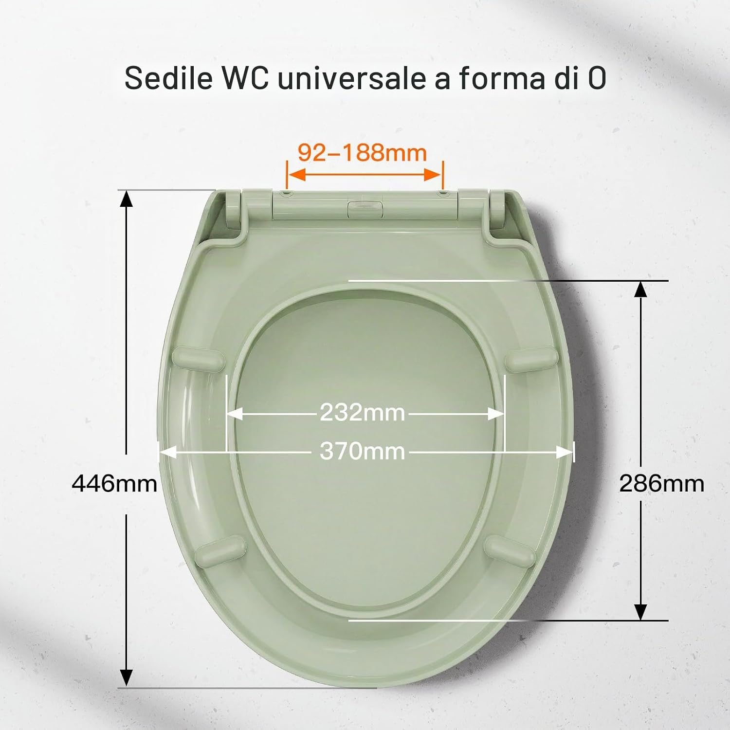 Detalle de Pipishell Sedile WC con chiusura ammortizzata e sgancio rapido, forma a O (verde) – fissaggio dall’alto