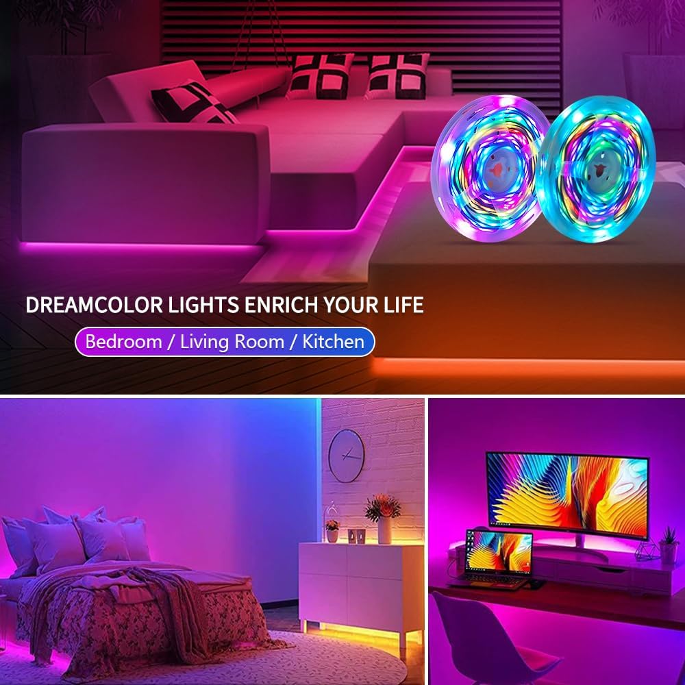 Thumbnail 5 de Daymeet 10M RGBIC LED Strip Lights with USB Power, Bluetooth App Control and Music Sync