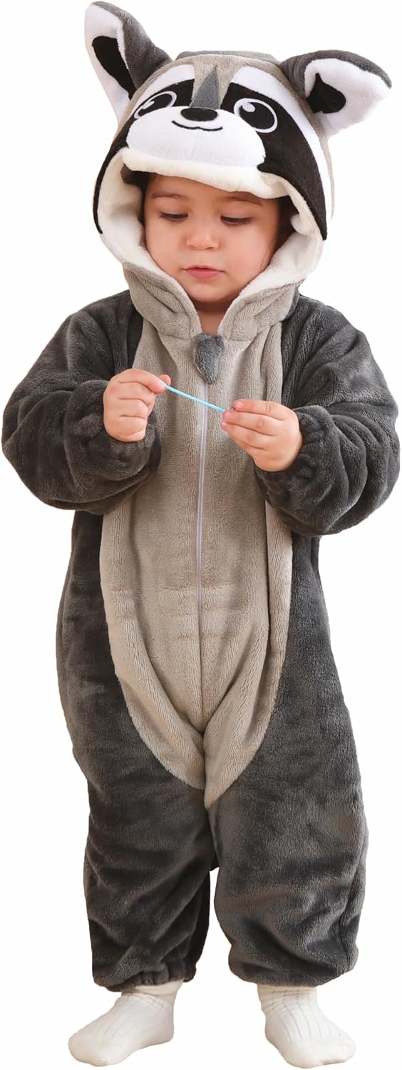 Detalle de CuteOn Baby Costume-HHX Flannel Animal Onesie with Easy-Change Zipper