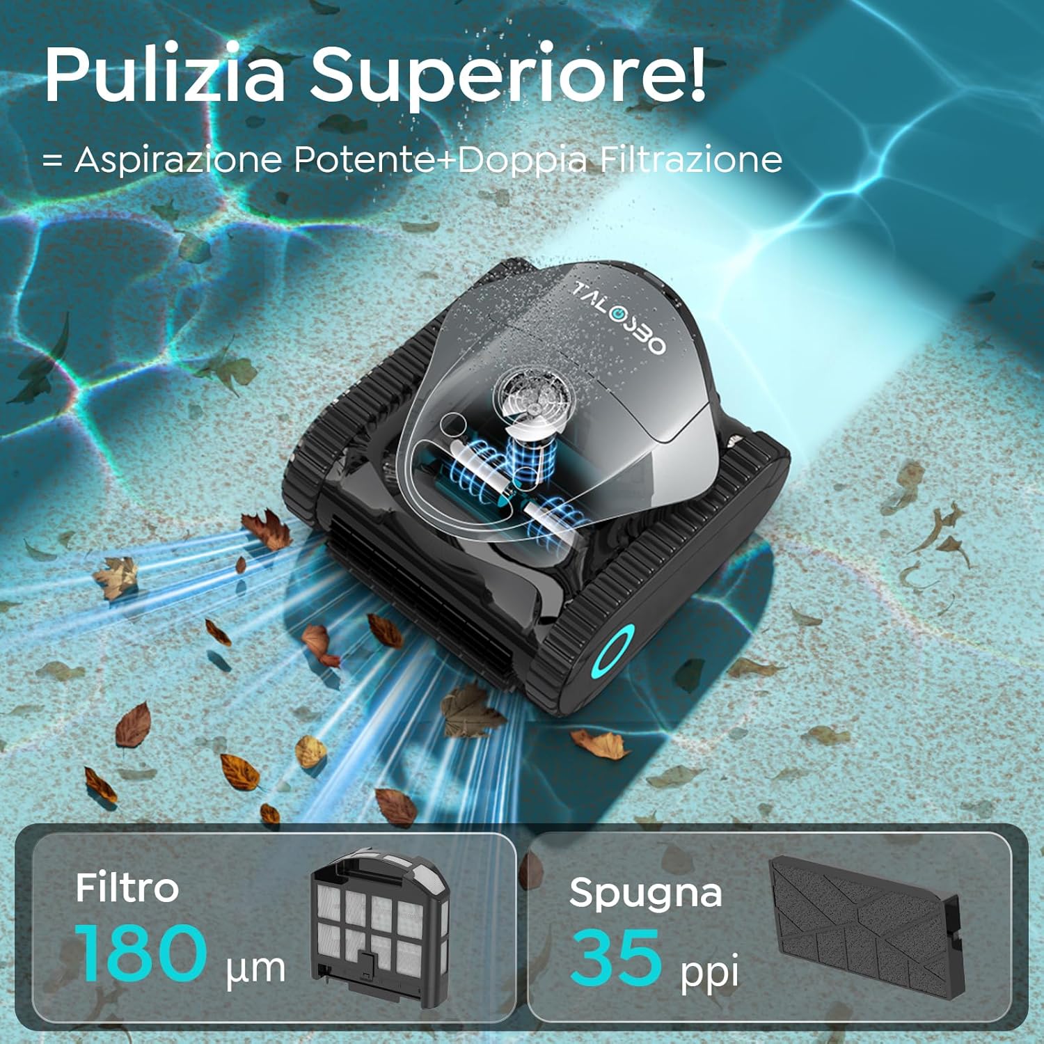 Thumbnail 1 de (2026 Nuovo) Talosbo C1: robot piscina senza fili per pareti e fondo fino a 150 m²