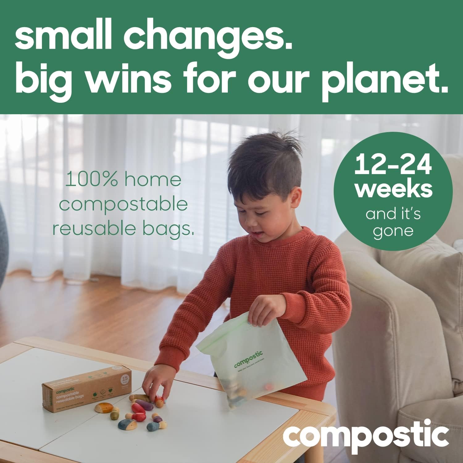 Thumbnail 1 de Compostic Compostable Gallon Bags (100 Count) Bulk Pack