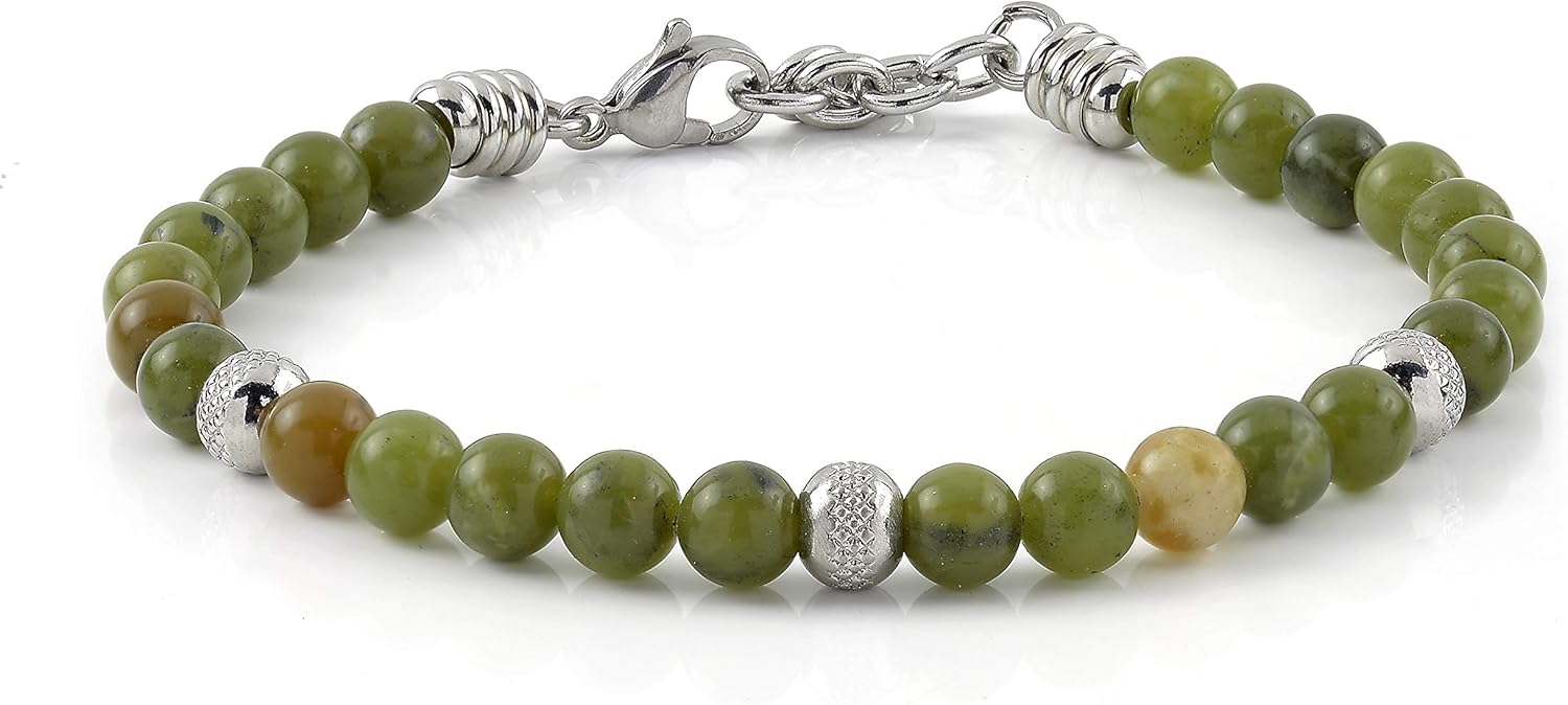 Thumbnail 3 de 10:10 Set di 3 Bracciali in acciaio inox e pietre dure naturali – Regolabili, Made in Italy