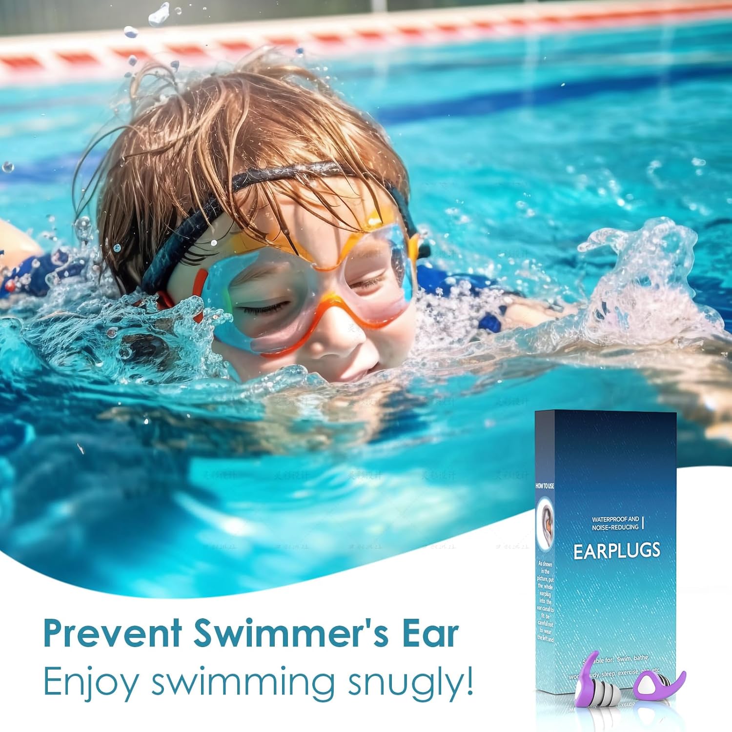 Thumbnail 6 de Kids Swimming Ear Plugs: 3 Pairs of Reusable Silicone Ear Plugs for Safe Water Fun