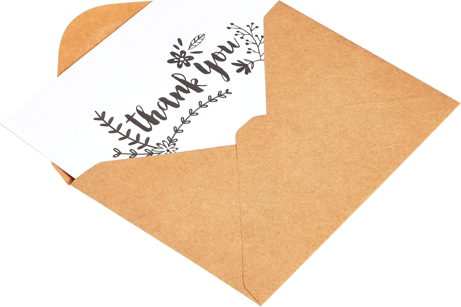 Detalle de Amazon Basics Dankeschön, 48 Karten und Umschläge – Mattschwarz/Weiß/Braun