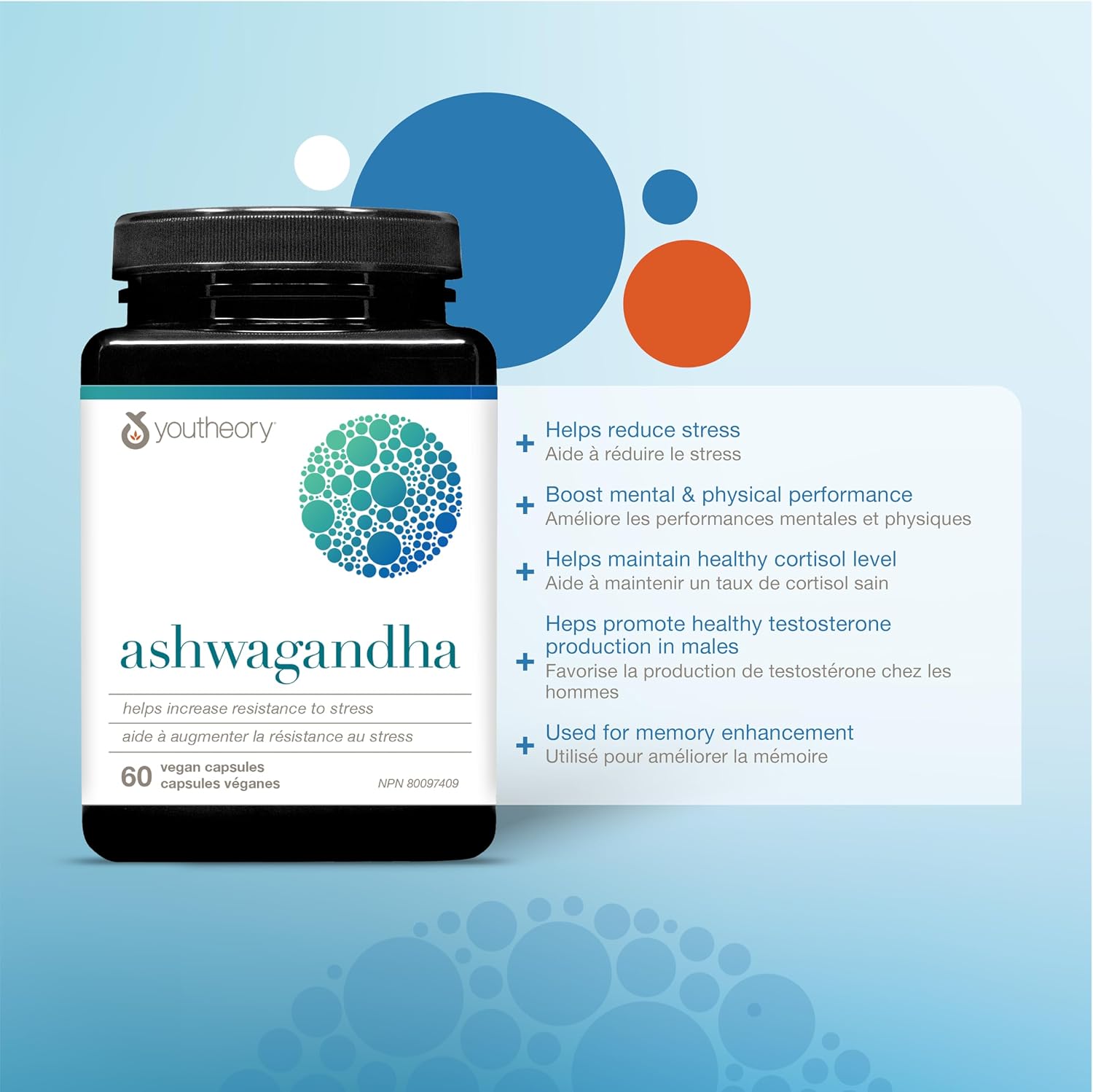 Detalle 2 de Youtheory Ashwagandha Capsules, 7,200 mg Equivalent, KSM-66 and Ginger, 60 Count